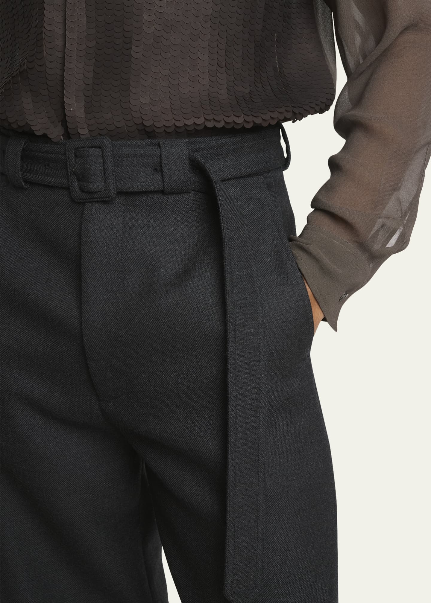 Dries Van Noten Men's Wool-Blend Gabardine Belted Pants - Bergdorf Goodman
