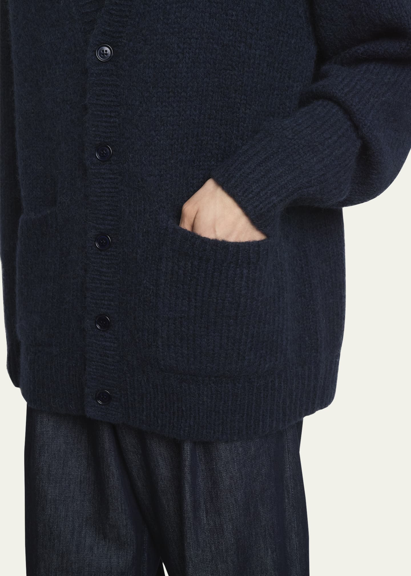 Dries Van Noten Men's Oversized Wool-Blend Cardigan Image 5 of 5