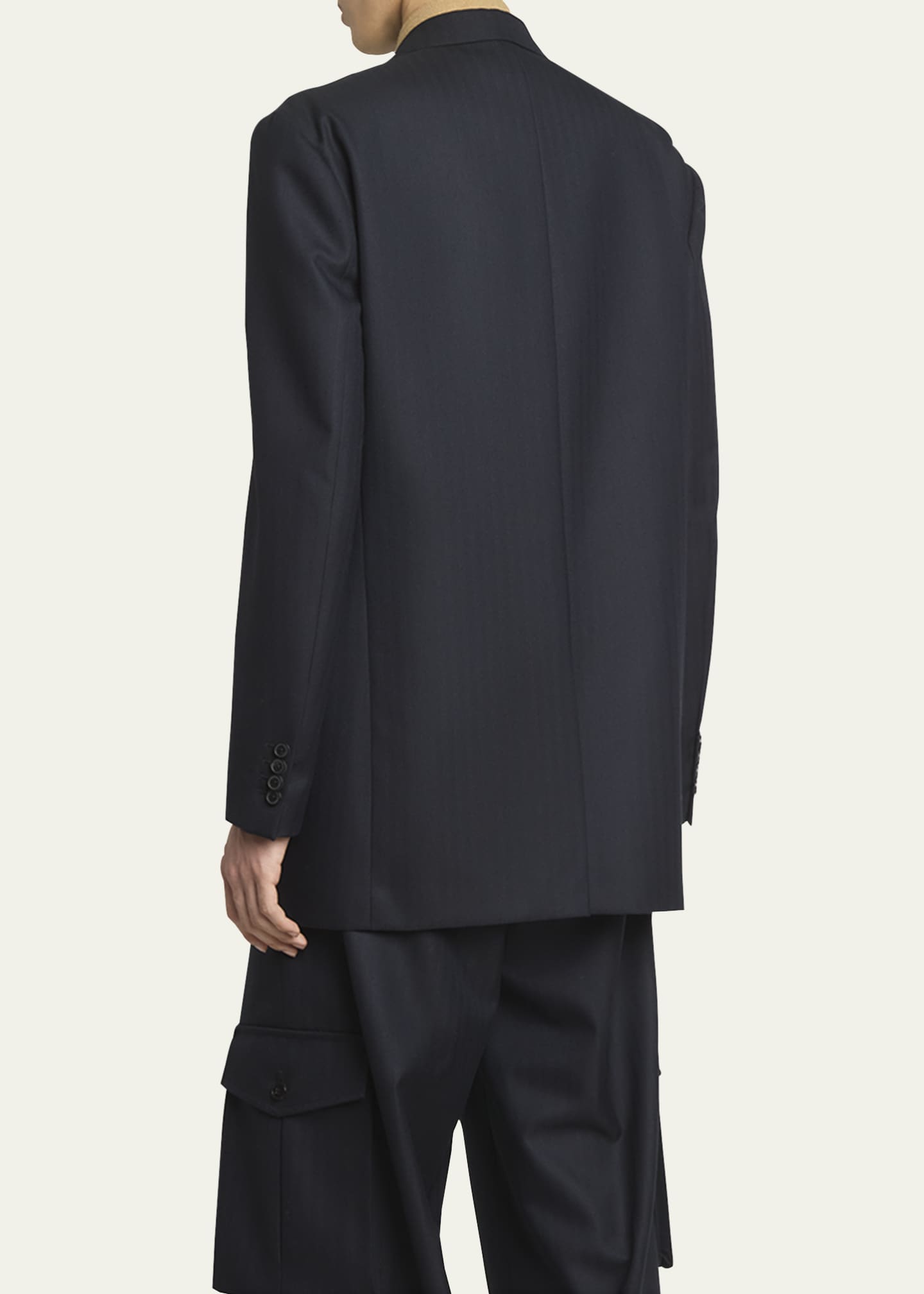 Dries Van Noten Men's Herringbone Loose Fit Sport Jacket Image 3 of 5