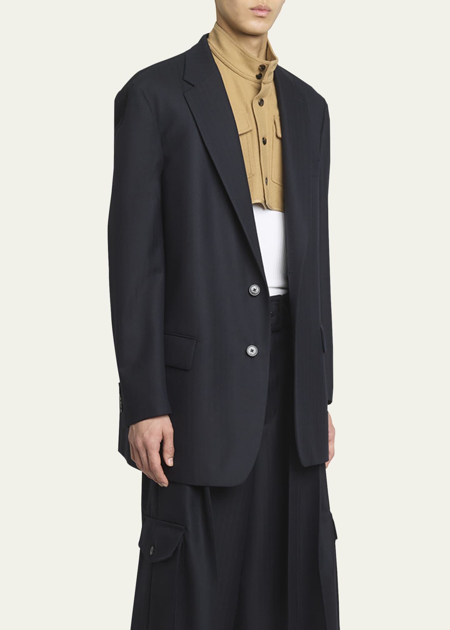 Dries Van Noten Men's Herringbone Loose Fit Sport Jacket Image 4 of 5