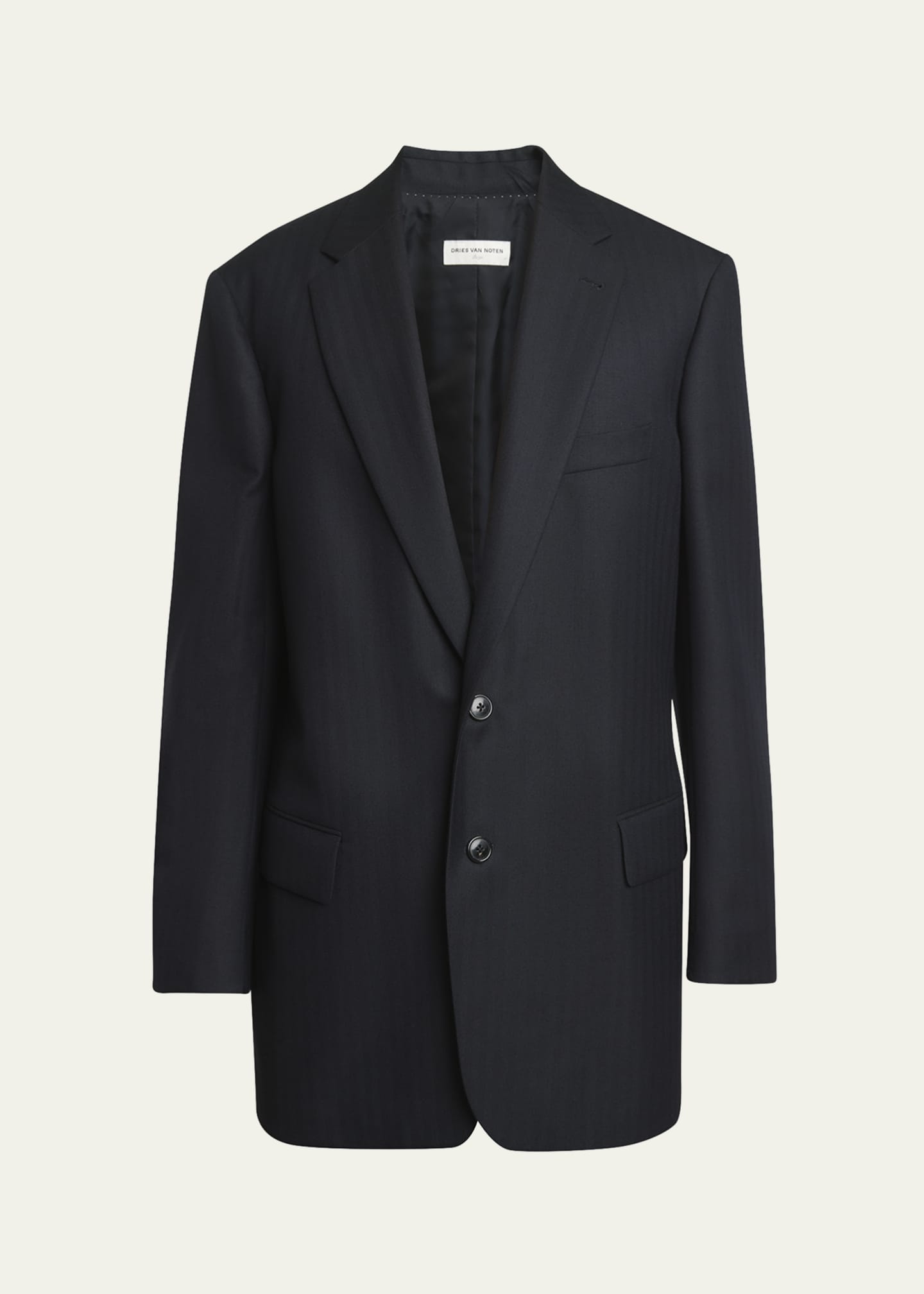 Dries Van Noten Men's Herringbone Loose Fit Sport Jacket Image 1 of 5