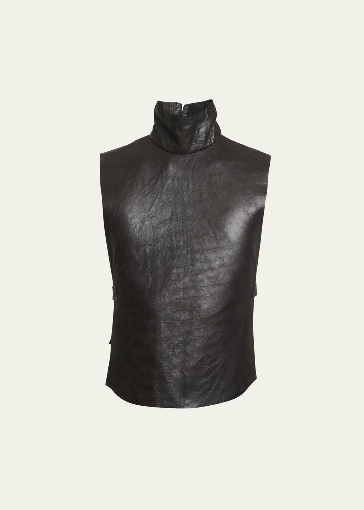 Dries Van Noten Men s Lance Mock Neck Leather Sleeveless Top