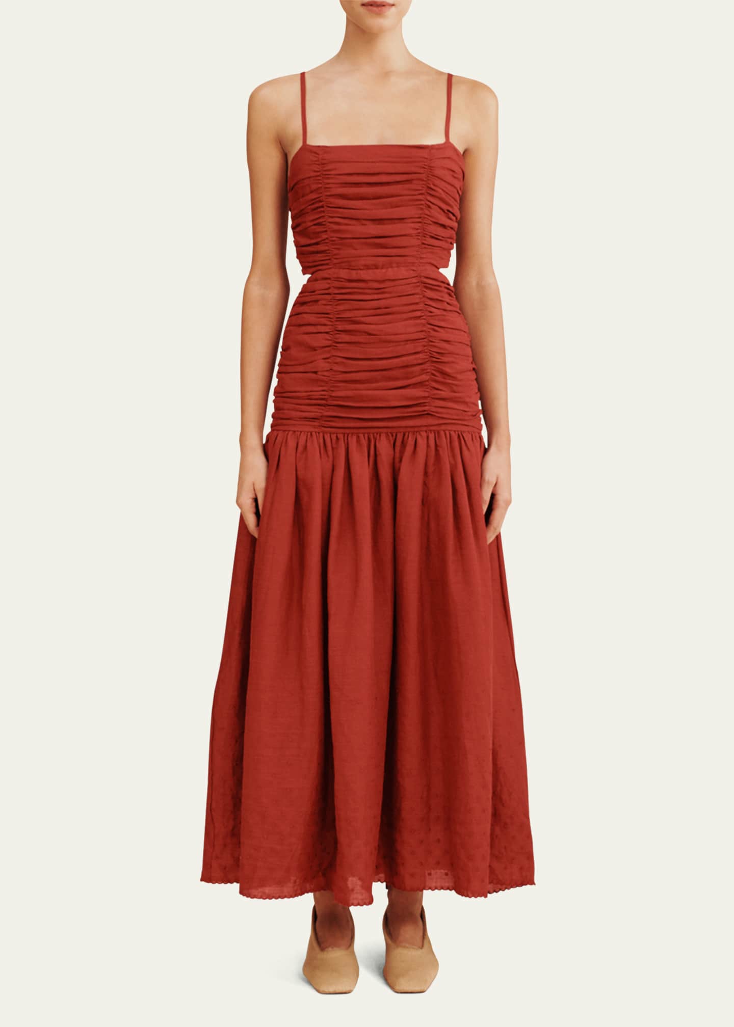 Posse Aurelia Ruched Tie-Back Square-Neck Maxi Dress Image 2 of 4
