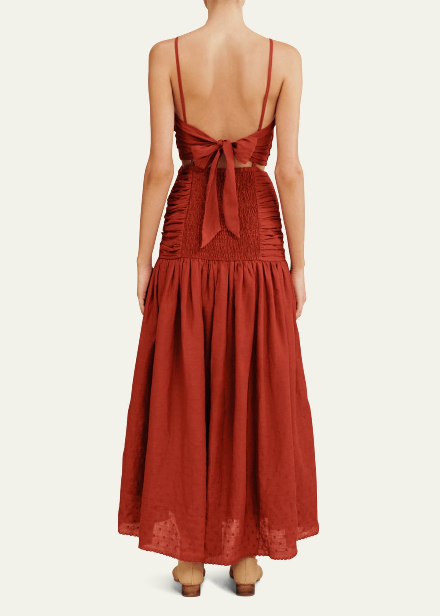 Posse Aurelia Ruched Tie-Back Square-Neck Maxi Dress Image 3 of 4