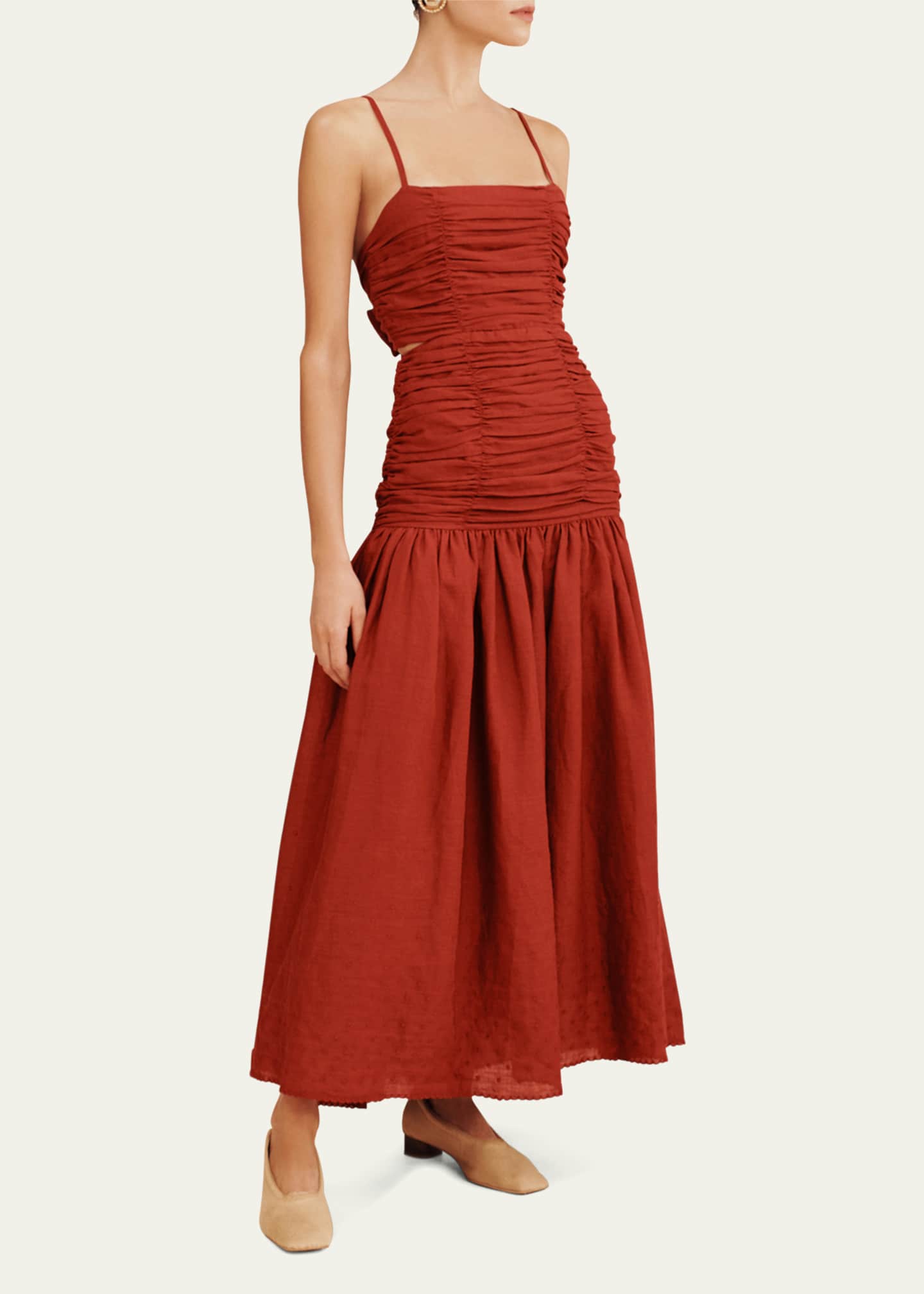 Posse Aurelia Ruched Tie-Back Square-Neck Maxi Dress Image 4 of 4