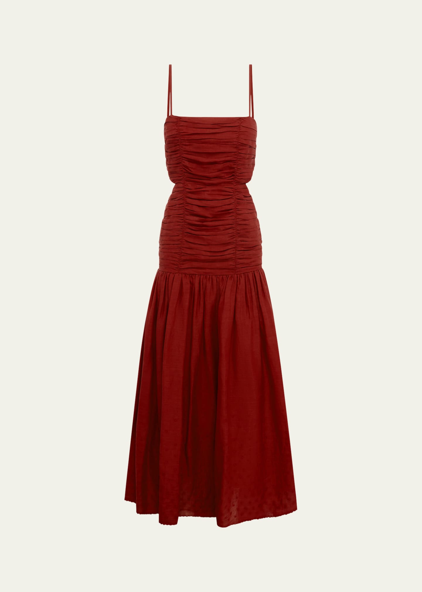 Posse Aurelia Ruched Tie-Back Square-Neck Maxi Dress Image 1 of 4