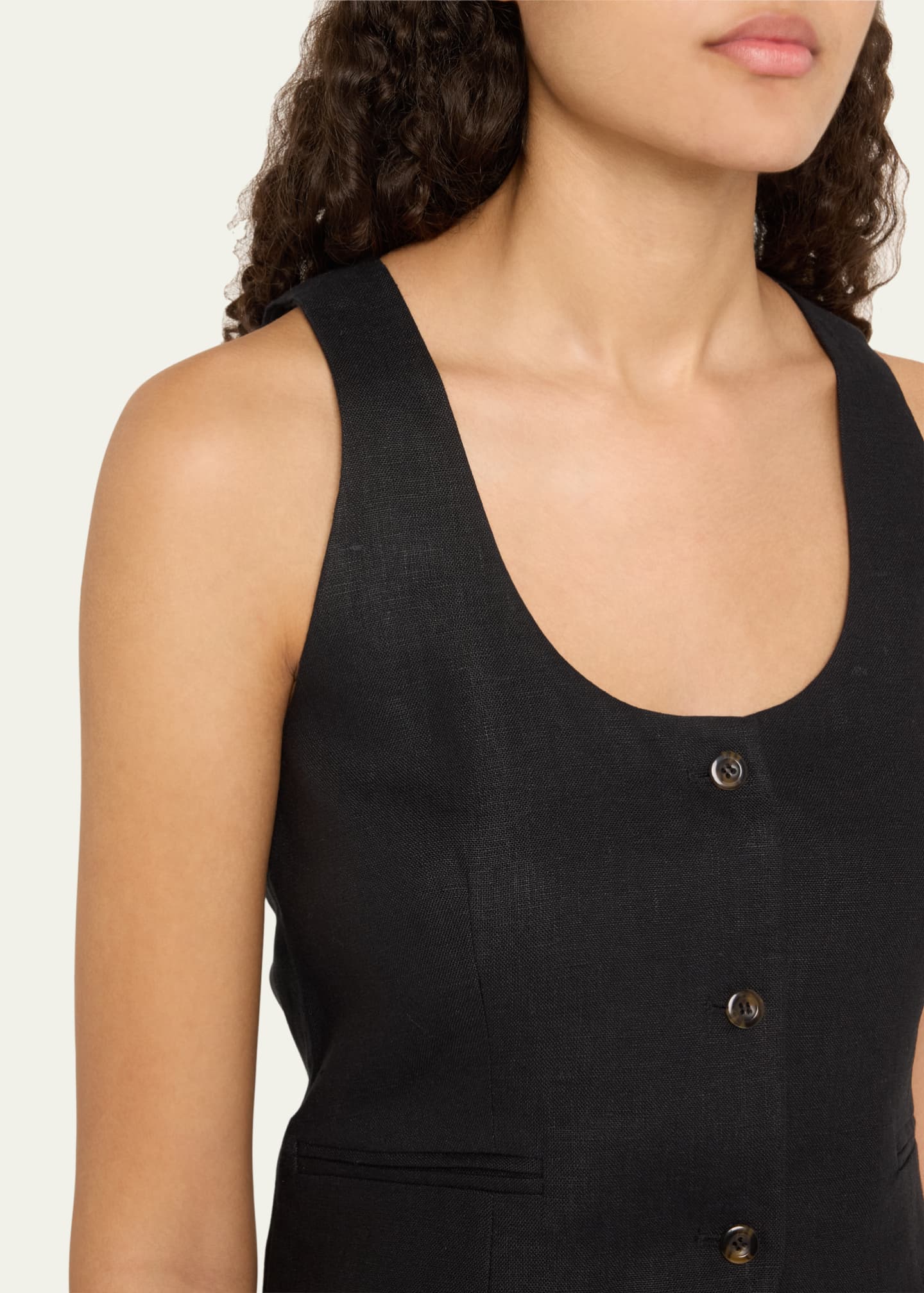 Posse Ruben Linen Single-Breasted Vest Image 5 of 5