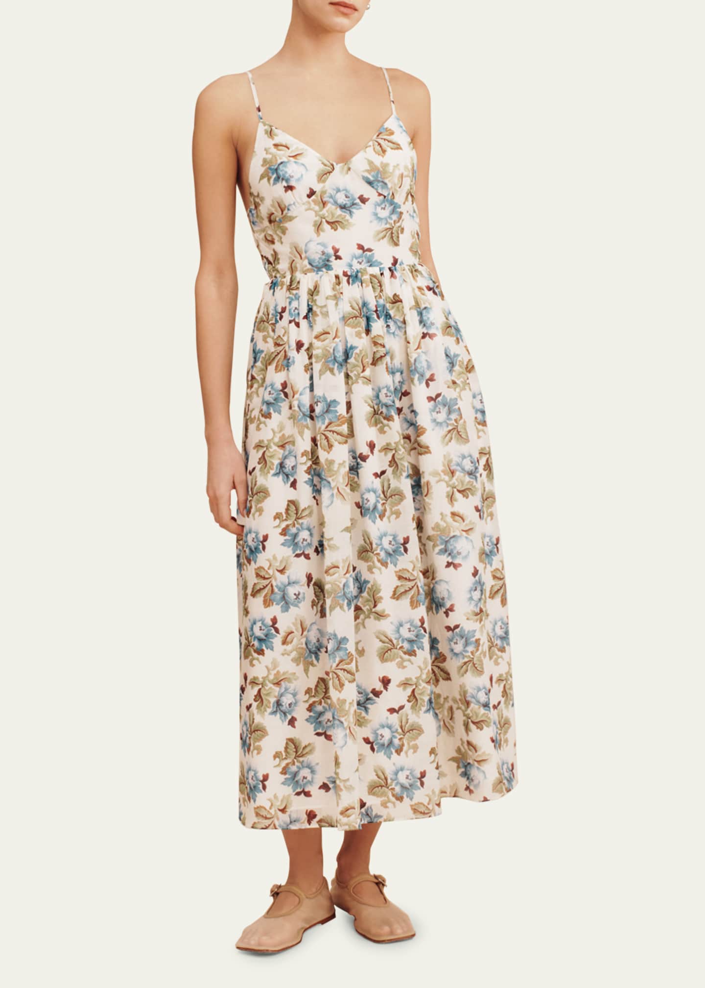 Posse Lucas Tie-Back Floral Cotton and Silk Midi Dress - Bergdorf Goodman