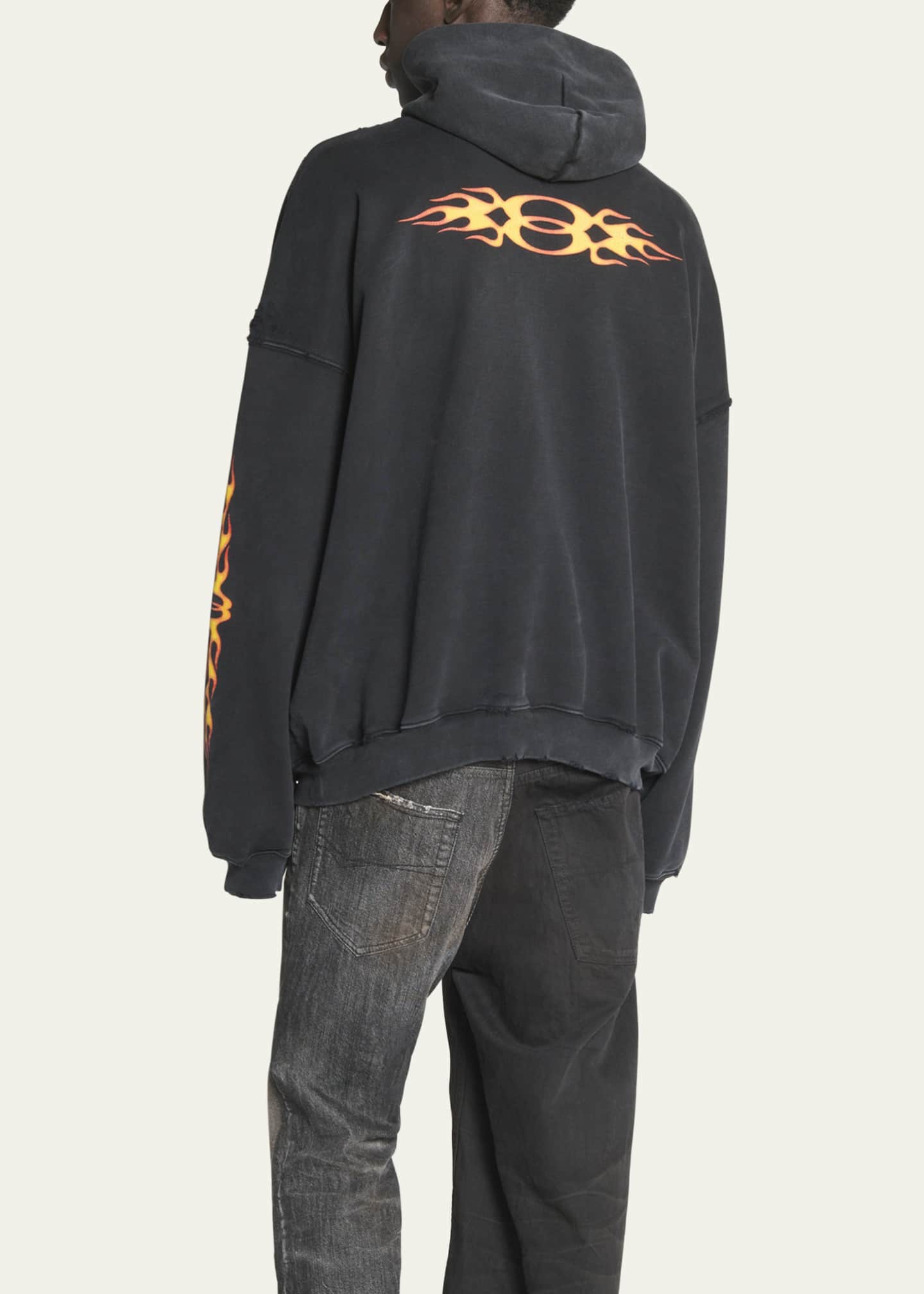 Balenciaga Men's Faded Terry Unity Flame Logo Hoodie Image 3 of 5