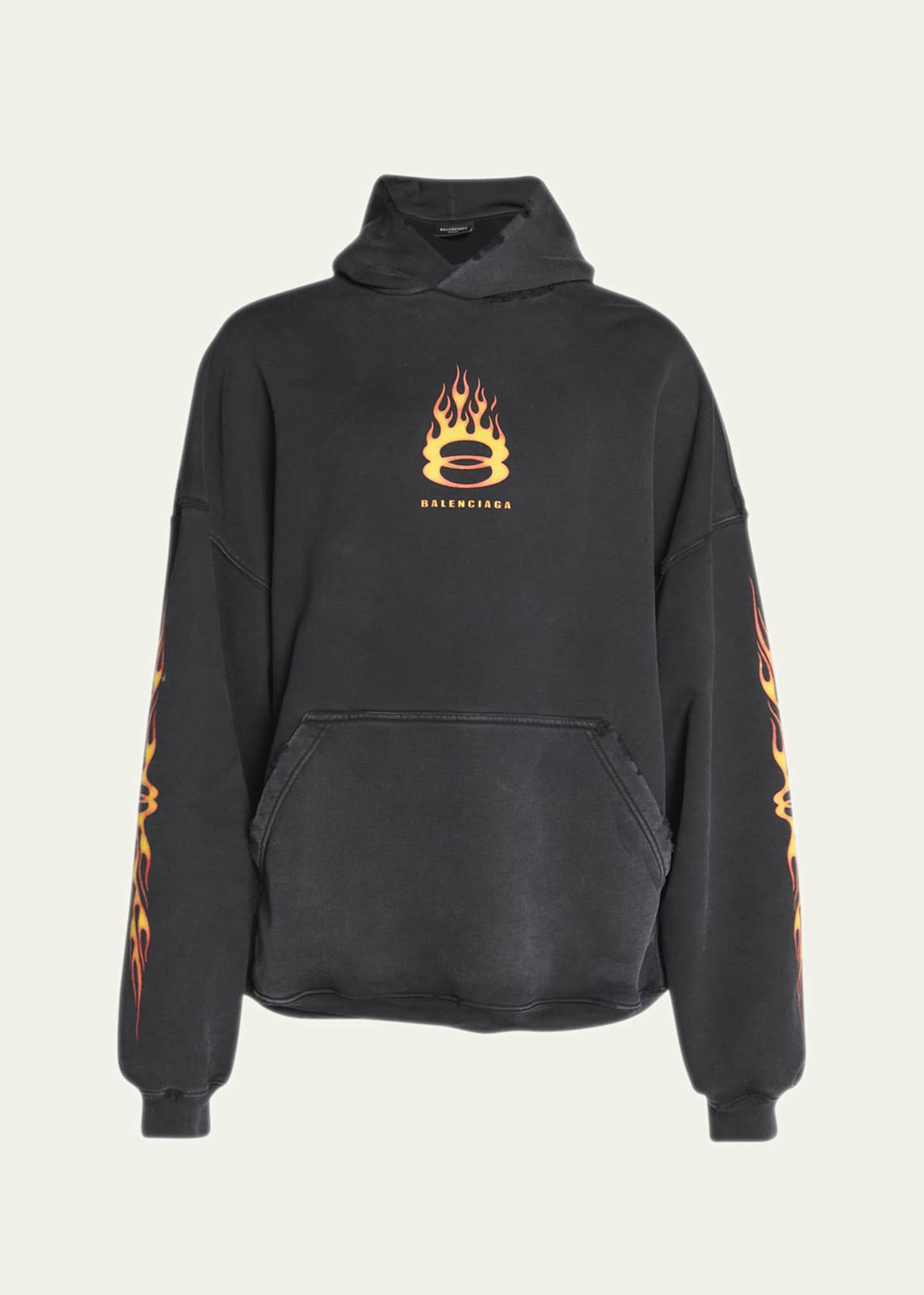 Balenciaga Men's Faded Terry Unity Flame Logo Hoodie Image 1 of 5