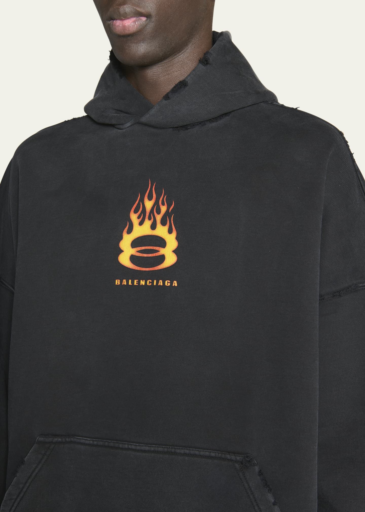 Balenciaga Men's Faded Terry Unity Flame Logo Hoodie Image 5 of 5
