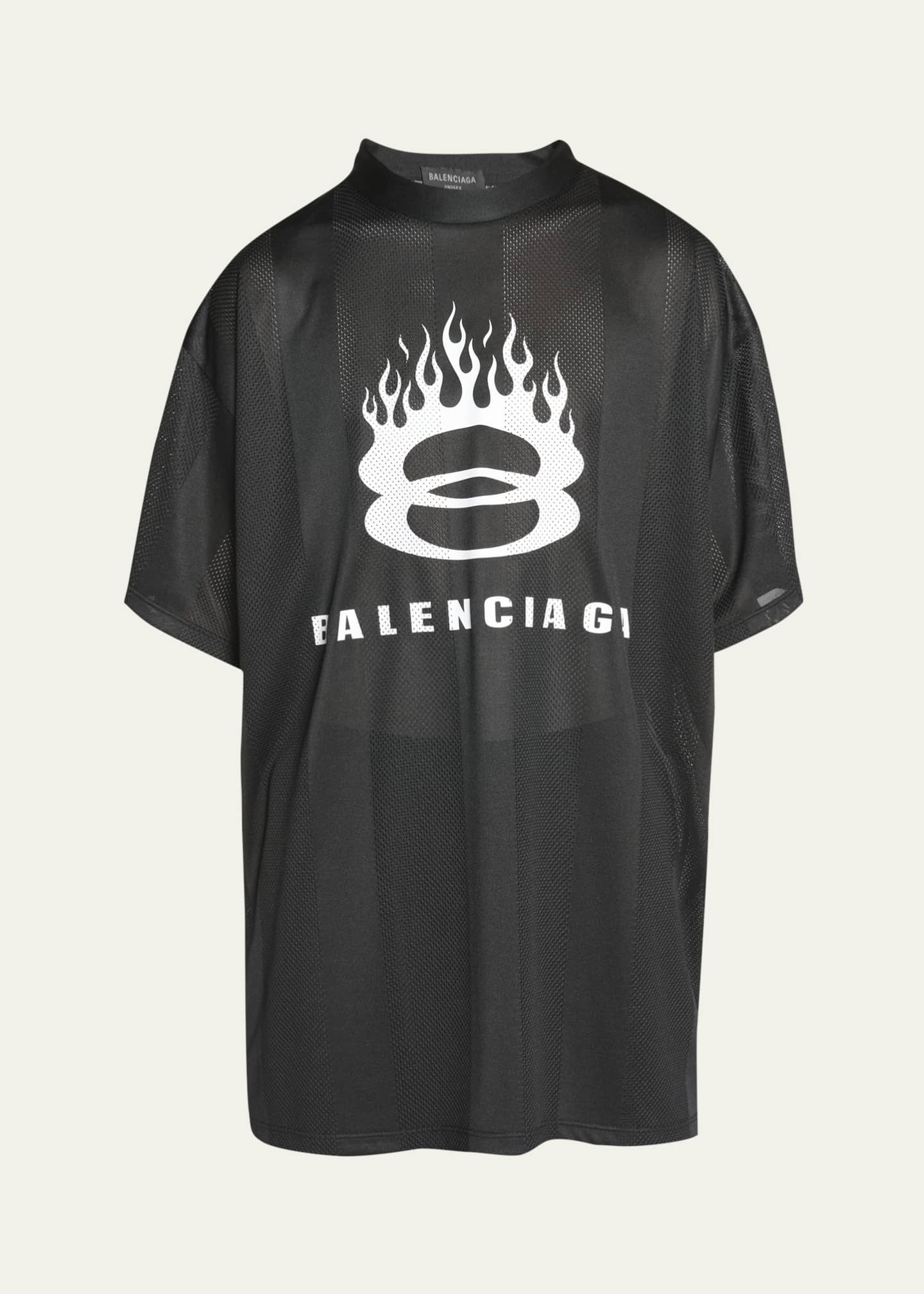 Balenciaga Mesh Unity Flame Logo T Shirt Noir