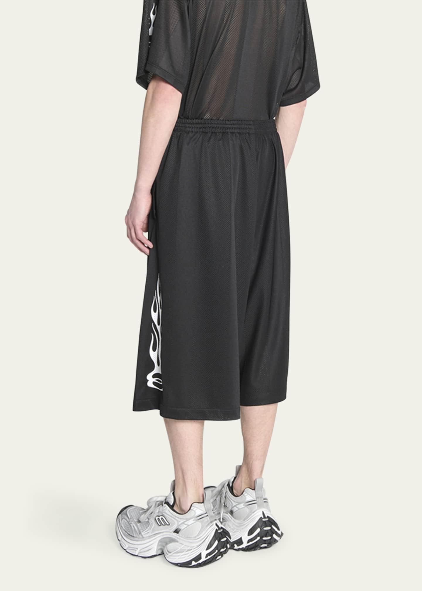 Balenciaga Men's Baggy Mesh Unity Flame Logo Shorts Image 3 of 5