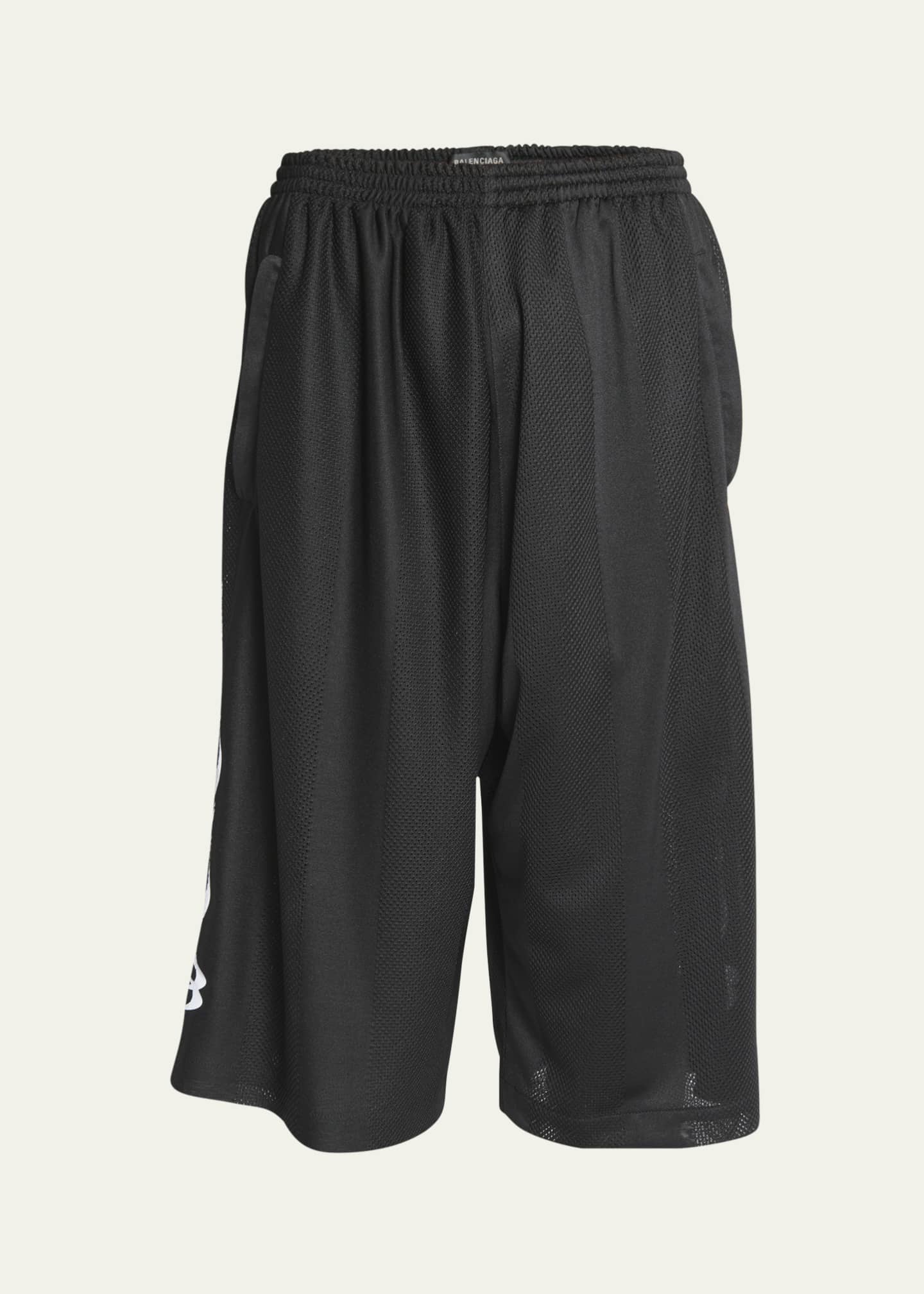 Balenciaga Men's Baggy Mesh Unity Flame Logo Shorts Image 1 of 5