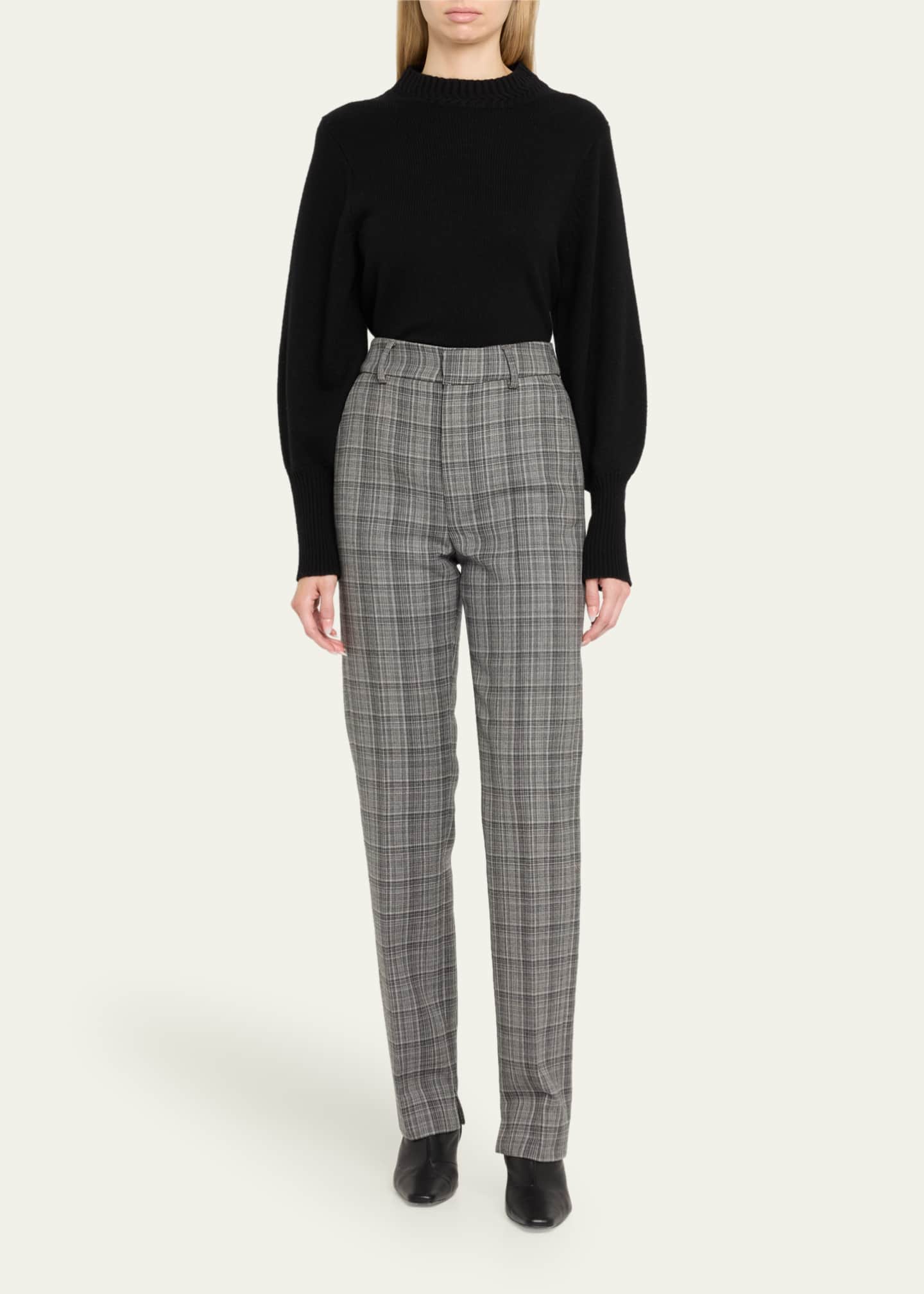 MERYLL ROGGE Plaid Straight Wool Tuxedo Pants Image 2 of 5