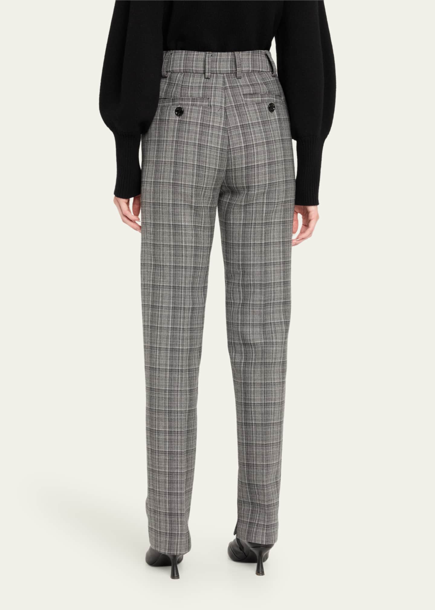 MERYLL ROGGE Plaid Straight Wool Tuxedo Pants Image 3 of 5