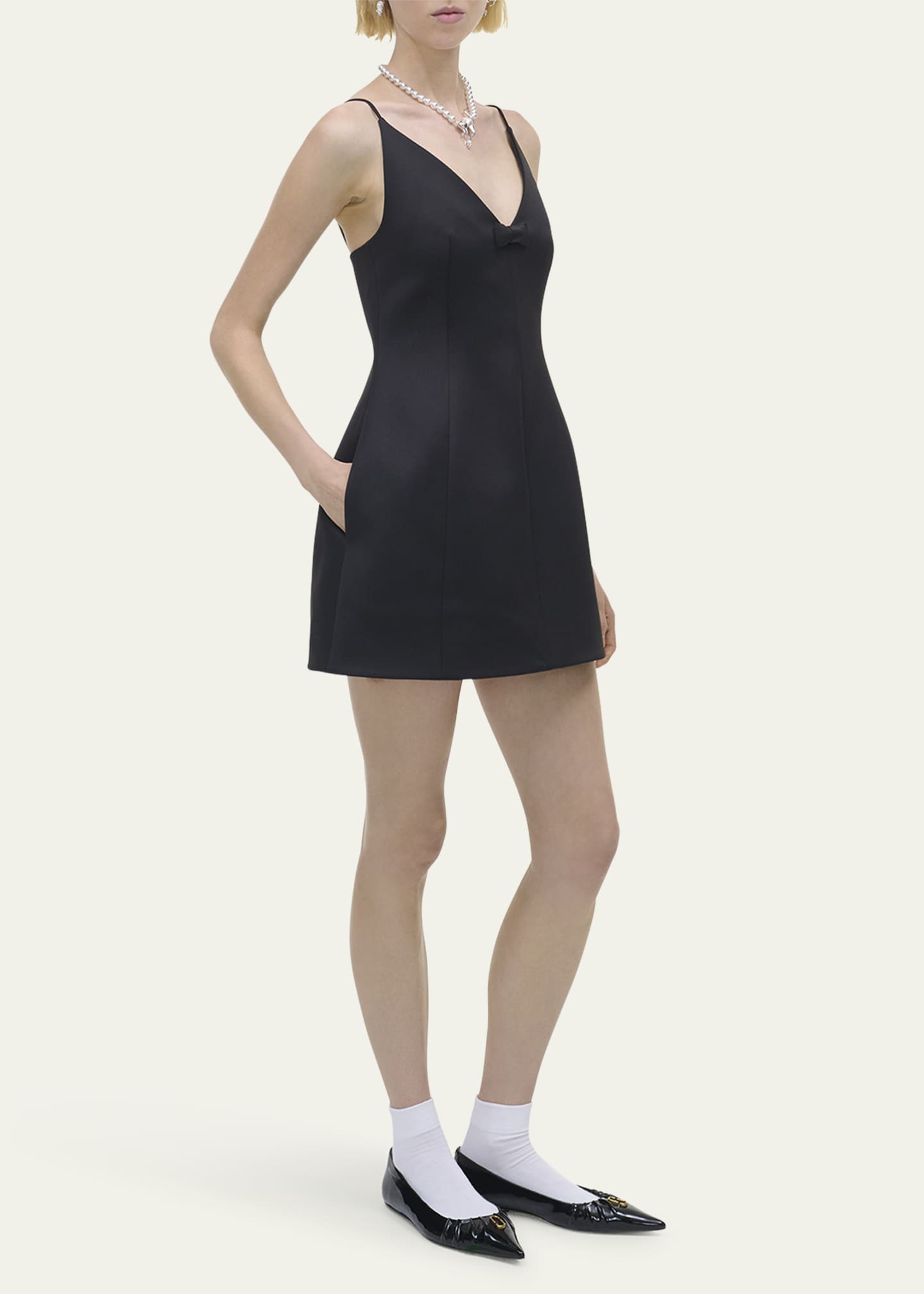 Satin Bow Mini Dress