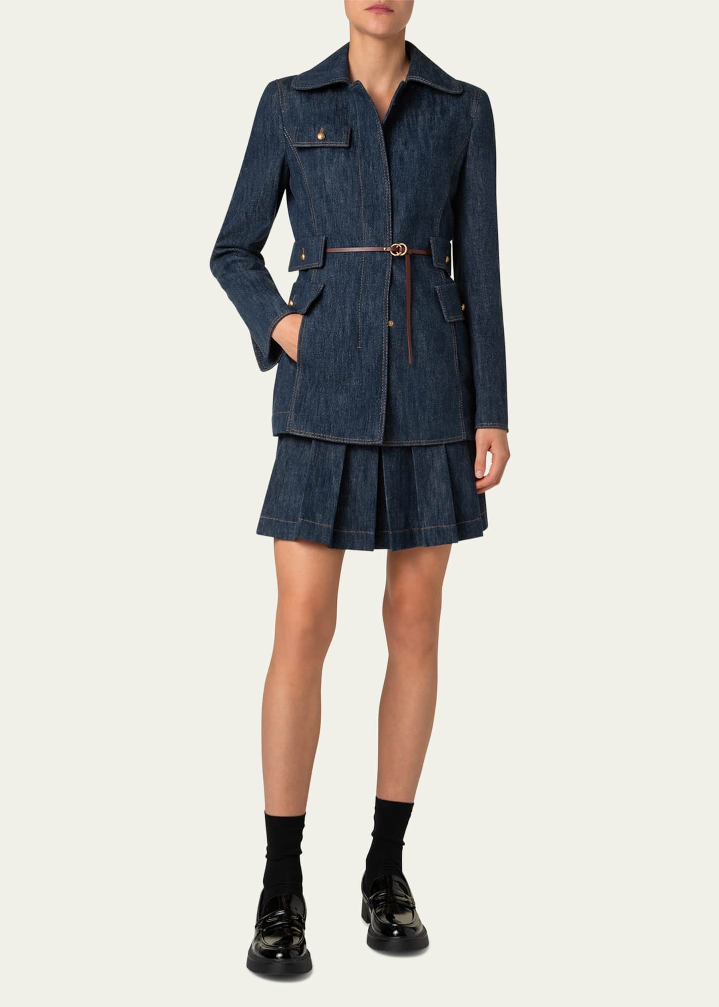 Akris punto Denim Belted Jacket Image 2 of 5