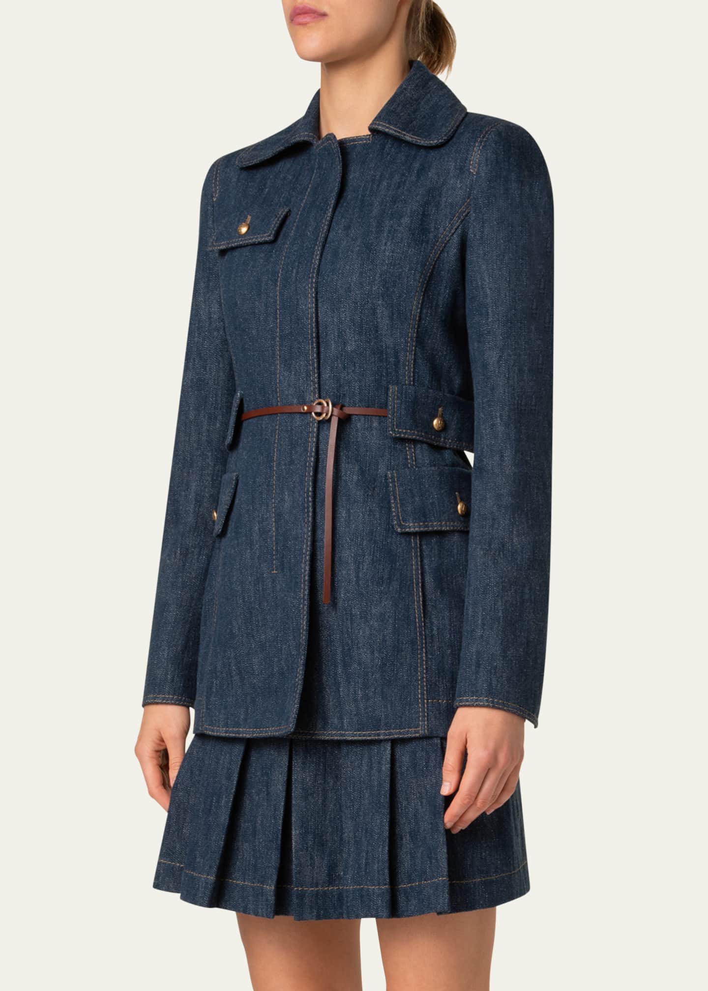 Akris punto Denim Belted Jacket Image 4 of 5
