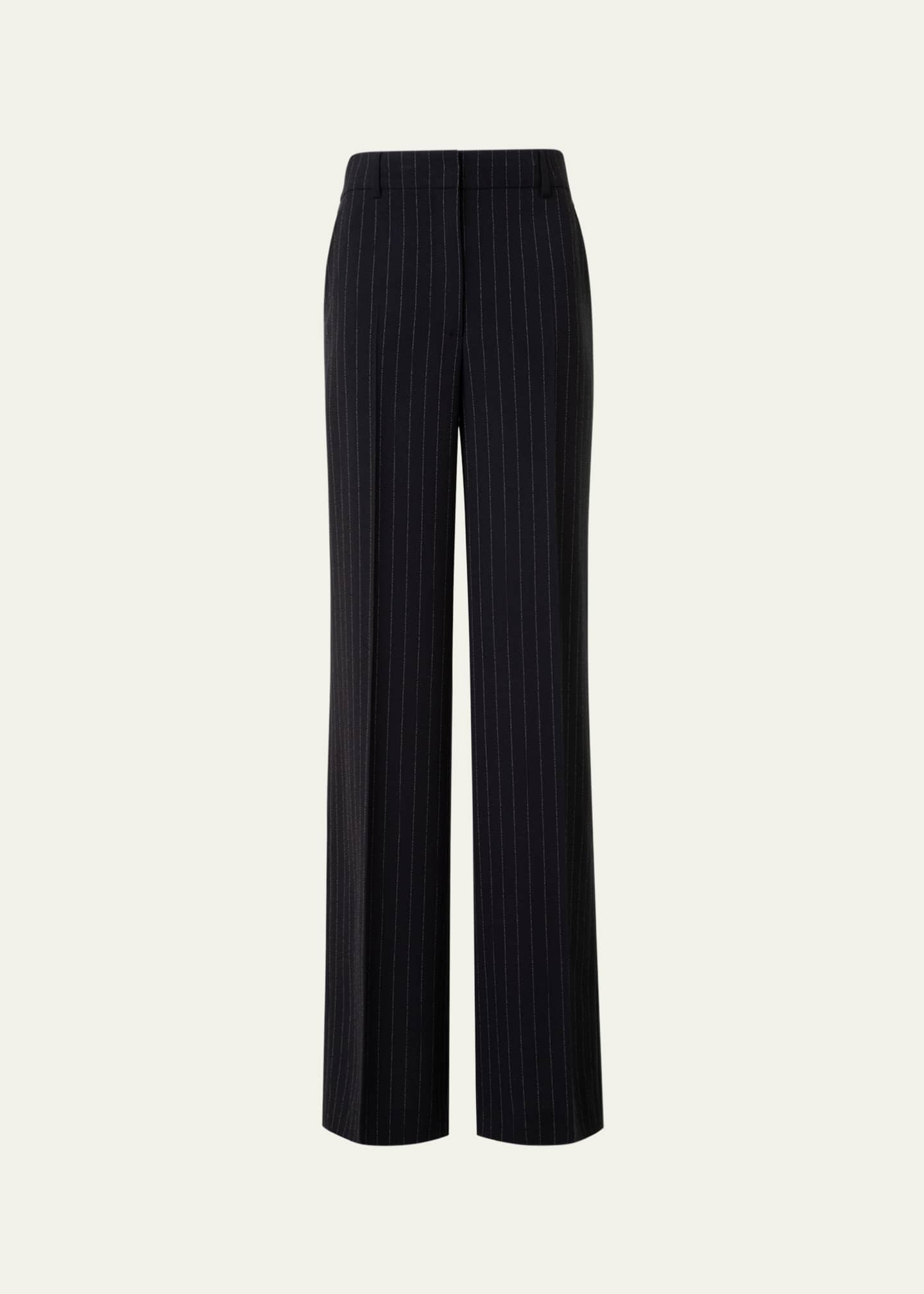 Akris punto Pinstripe Straight Wool Trousers Image 1 of 4