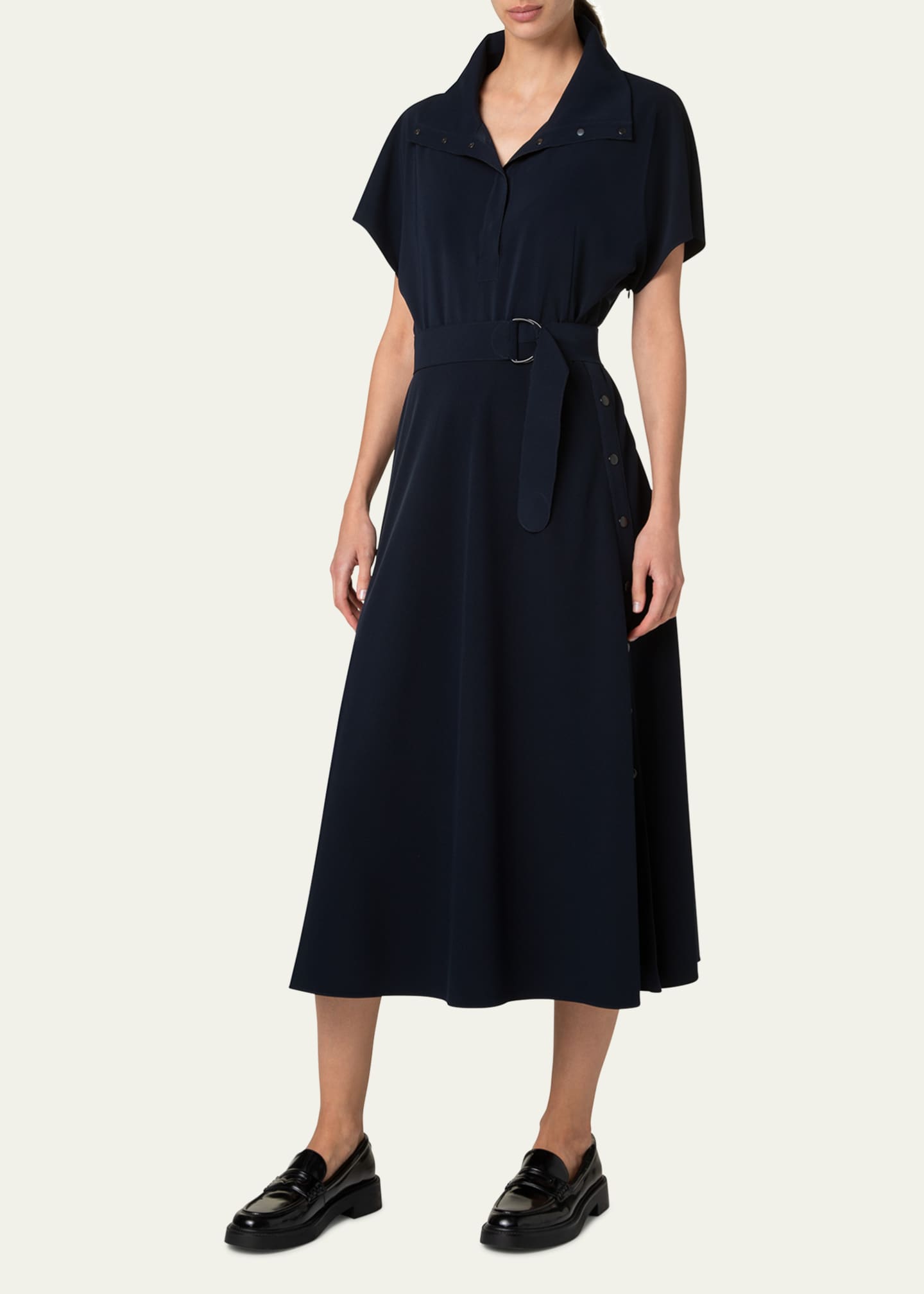 Akris punto Belted Snap Button Midi Dress Image 2 of 4