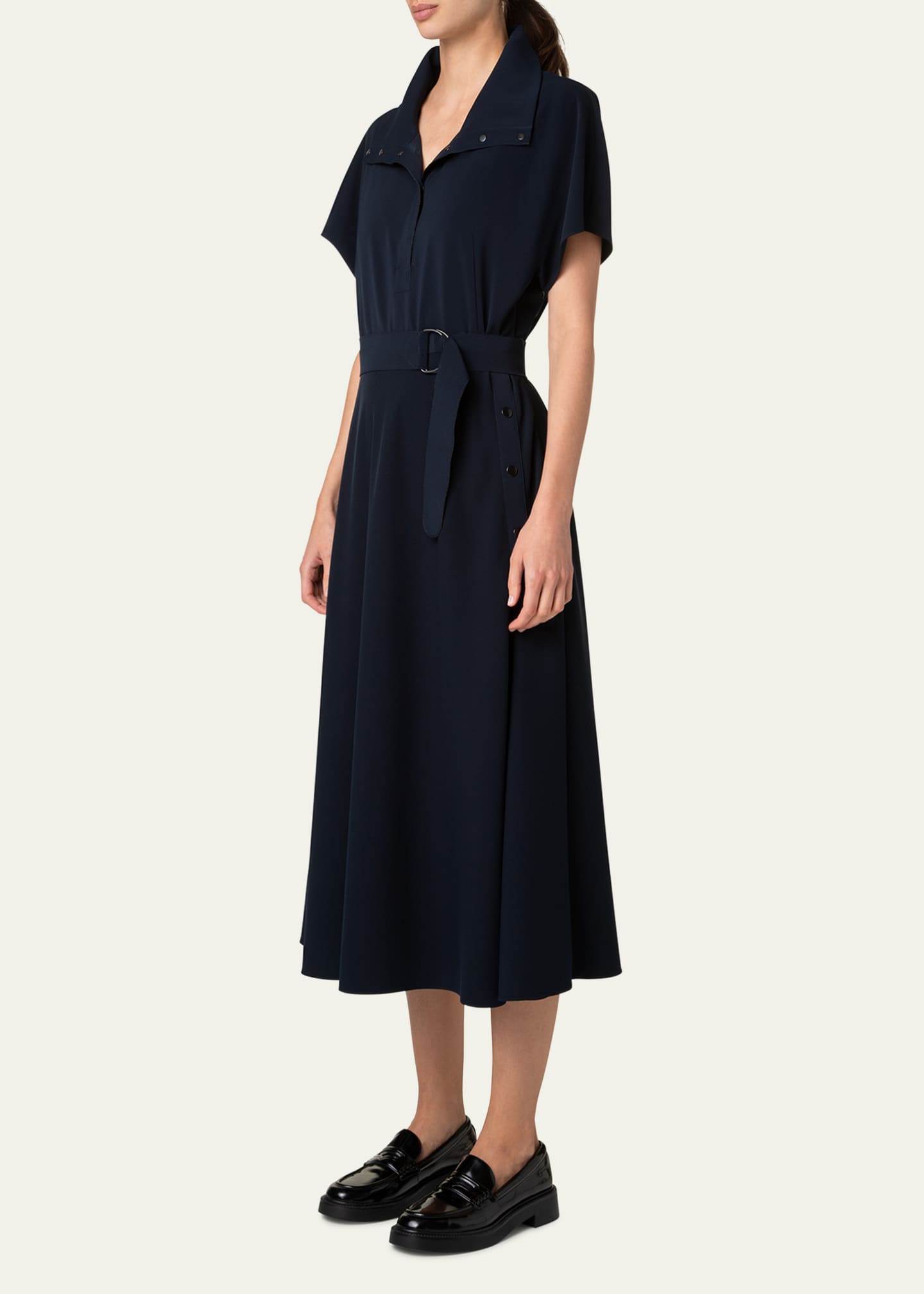 Akris punto Belted Snap Button Midi Dress Image 4 of 4