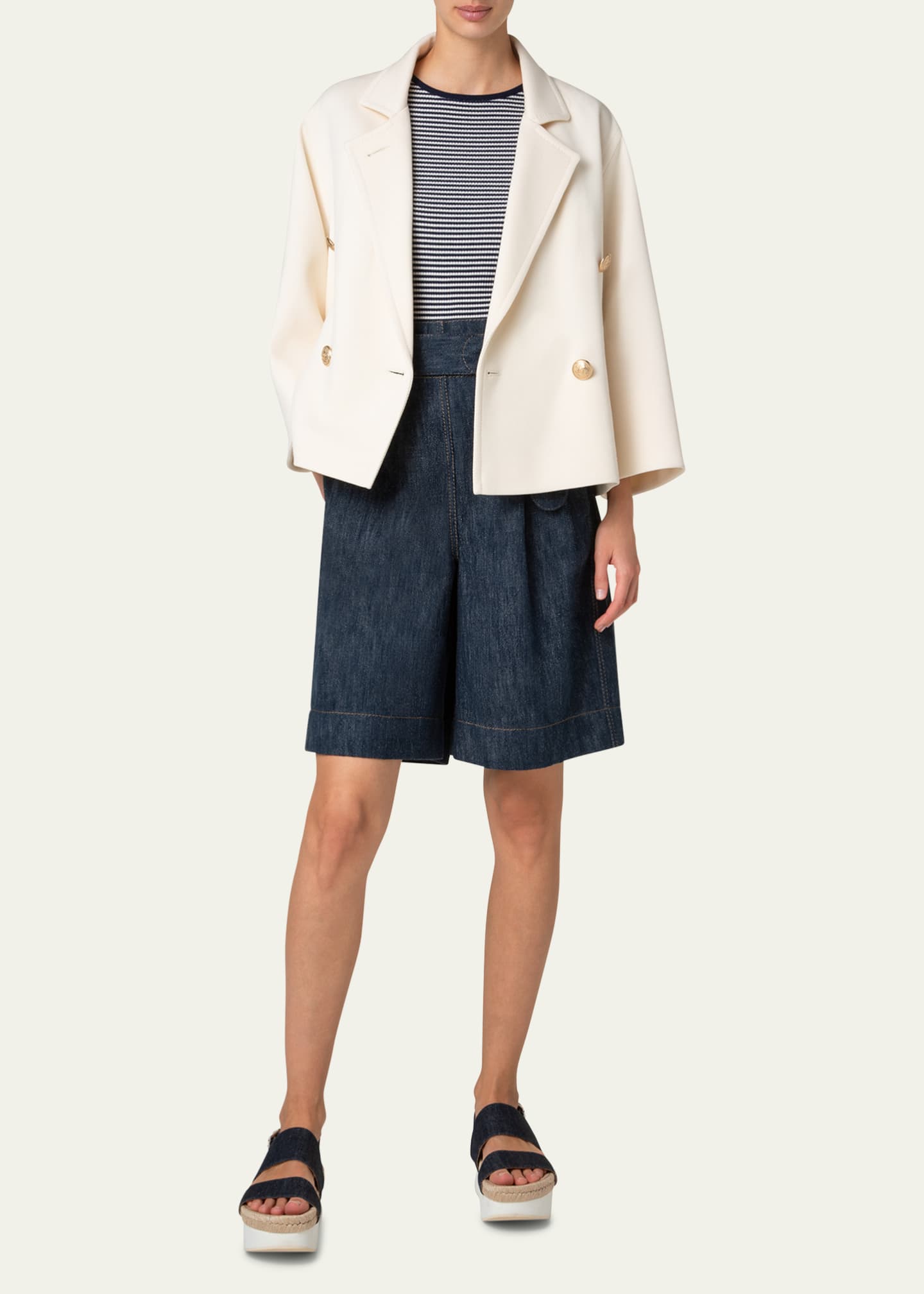 Akris punto Double-Breasted Wool Blazer Image 2 of 5