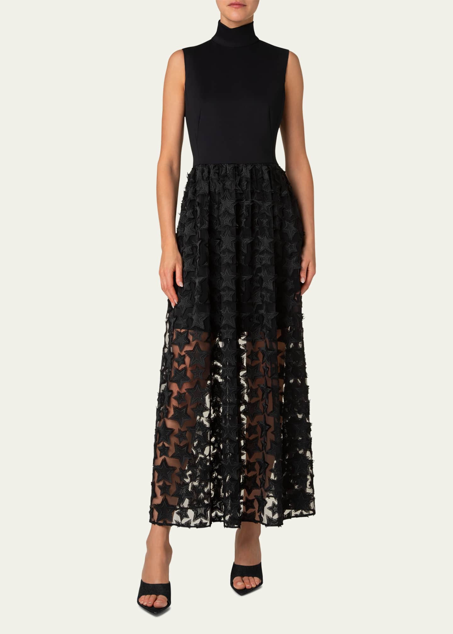 Akris punto 3D Star Embroidered High-Neck Dress Image 2 of 5