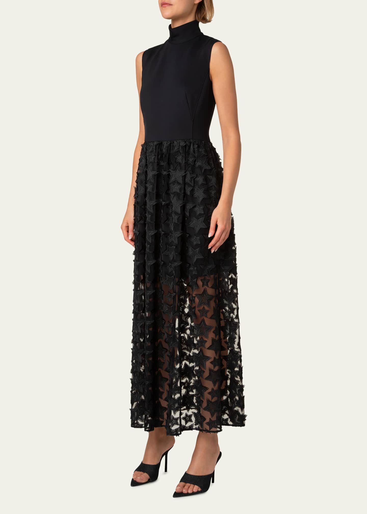 Akris punto 3D Star Embroidered High-Neck Dress Image 4 of 5