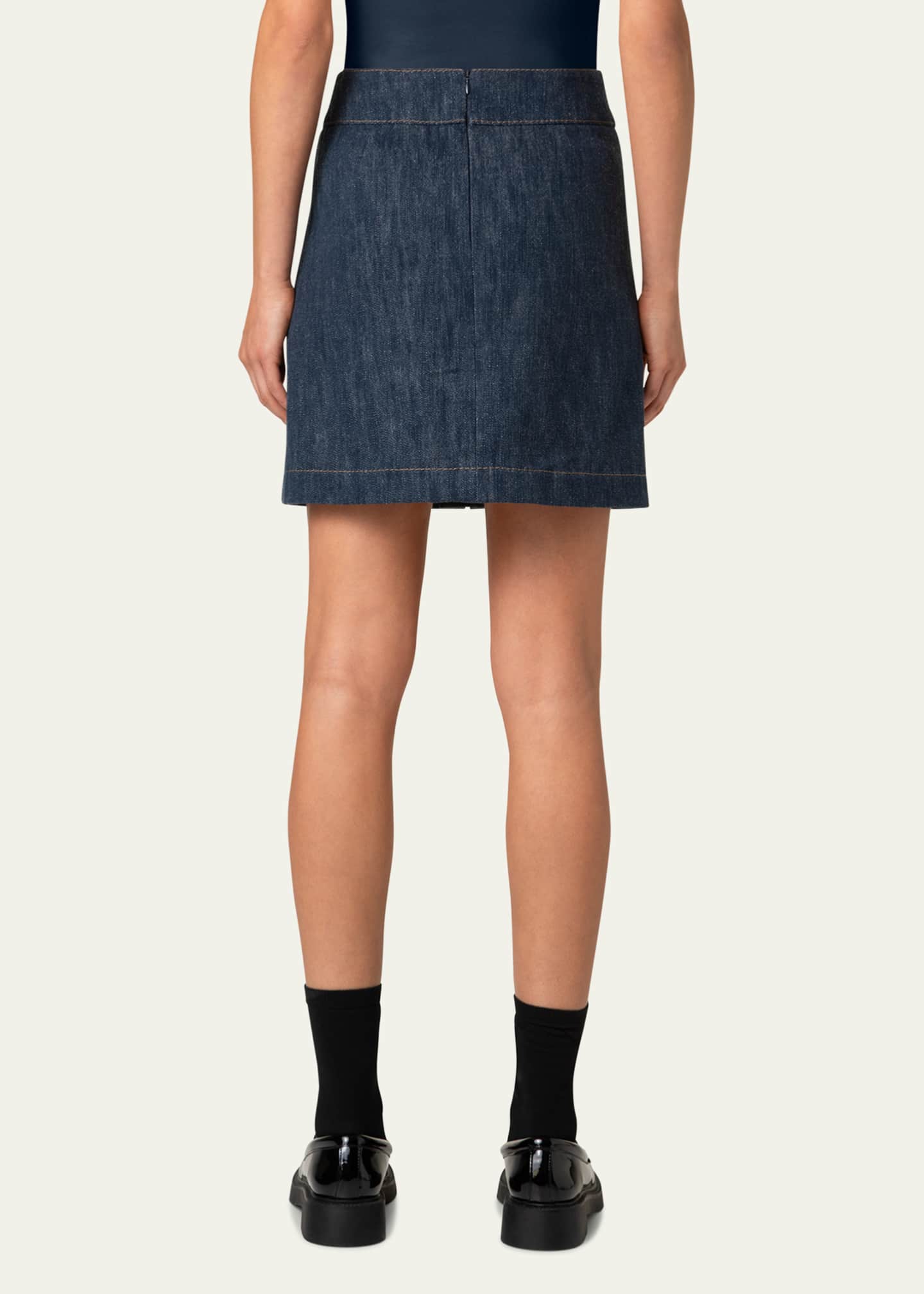Akris punto Fit-Flare Denim Mini Skirt Image 3 of 4