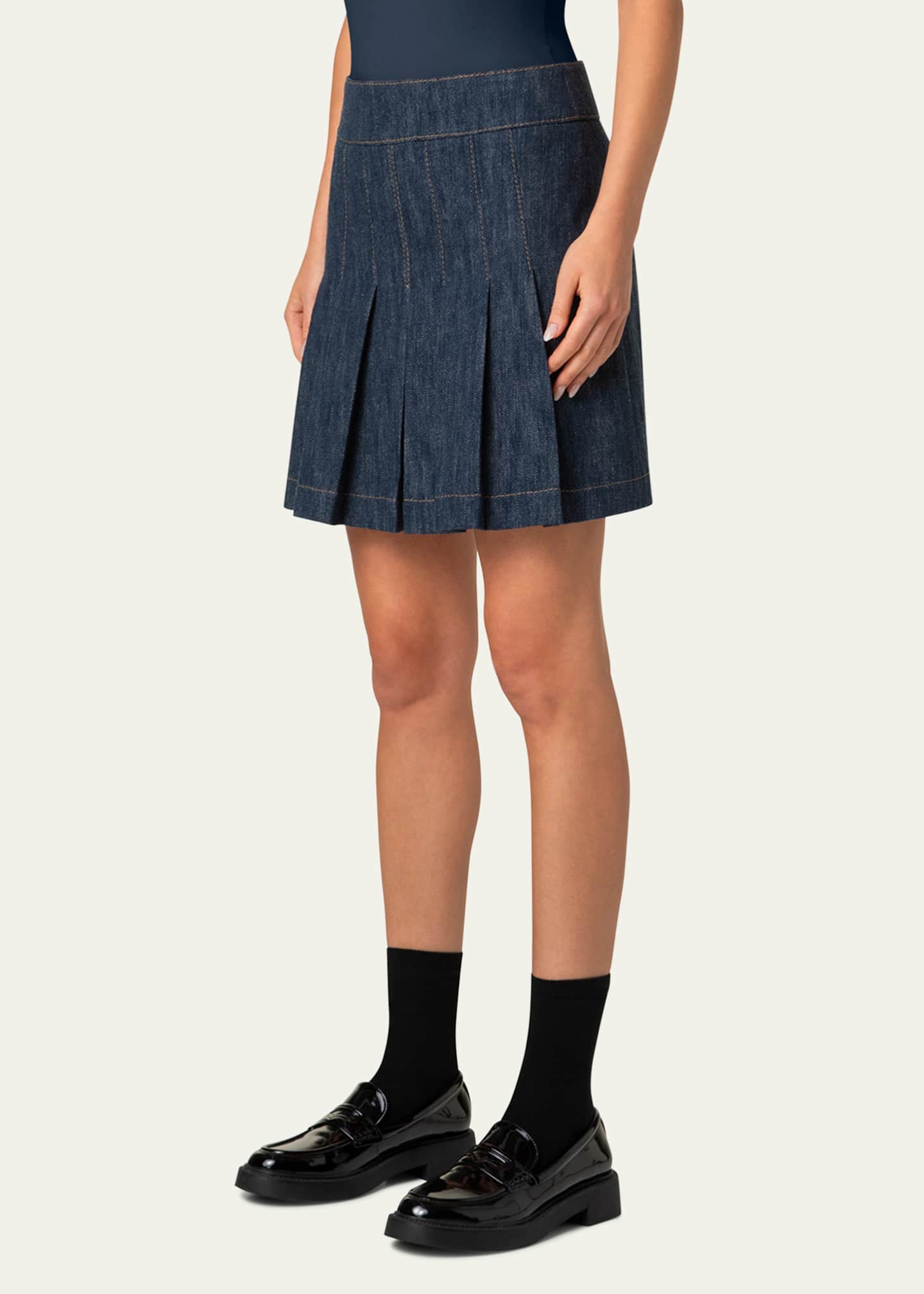 Akris punto Fit-Flare Denim Mini Skirt Image 4 of 4