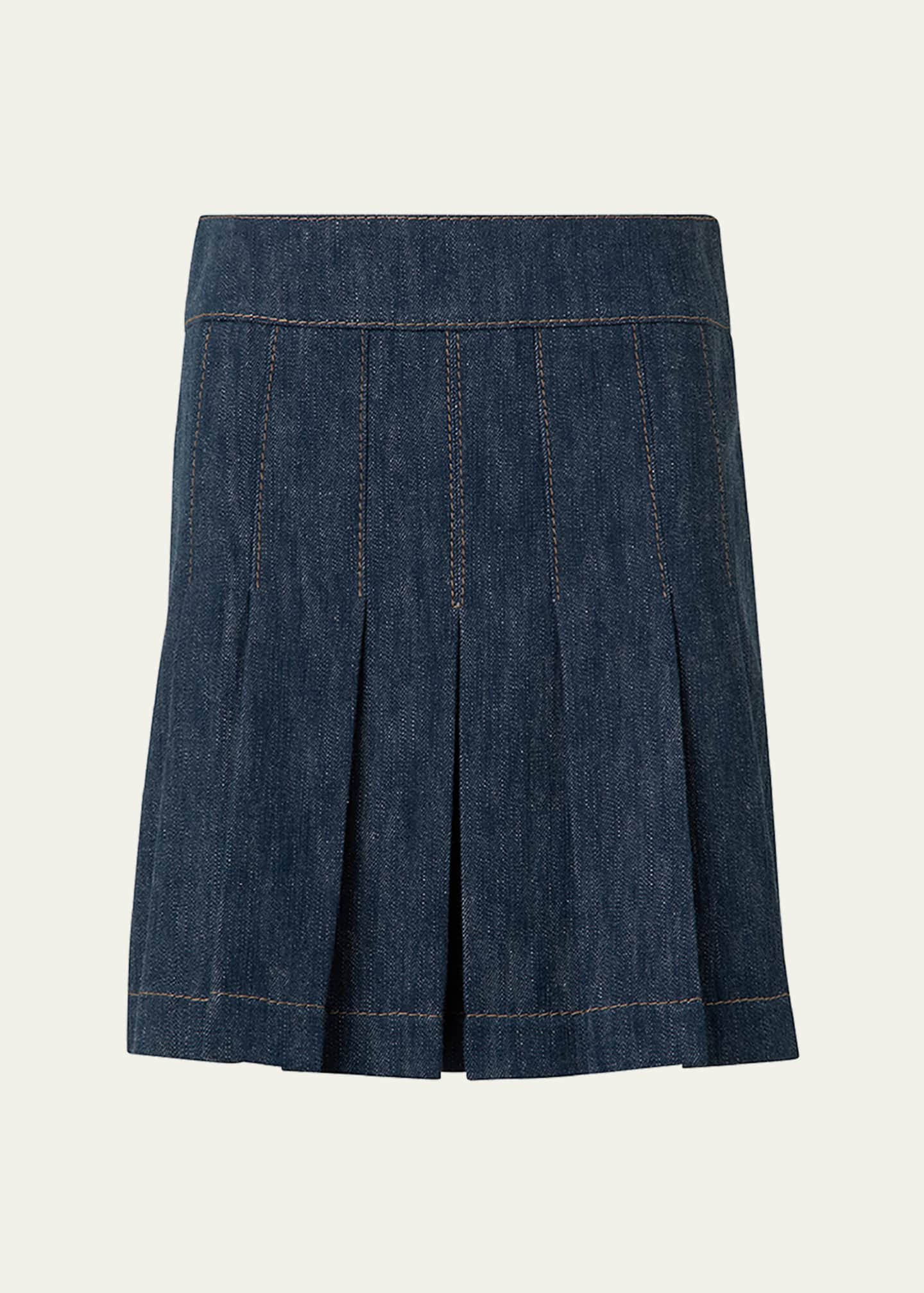 Akris punto Fit-Flare Denim Mini Skirt Image 1 of 4