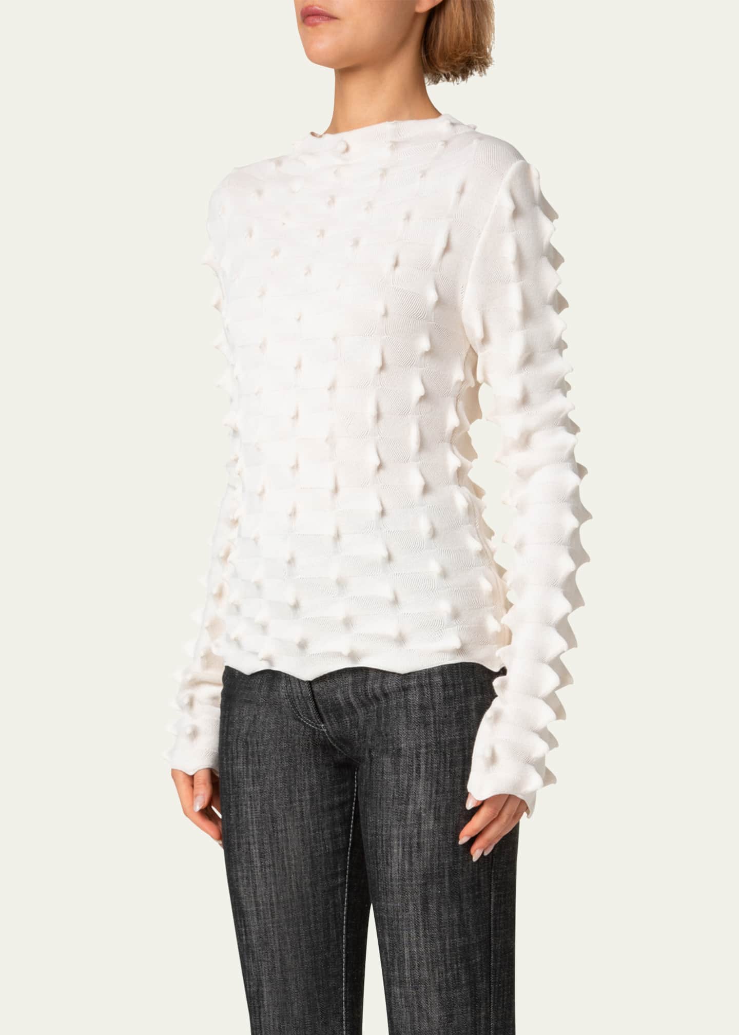 Akris punto 3D Sail Knit Long-Sleeve Sweater Image 4 of 5