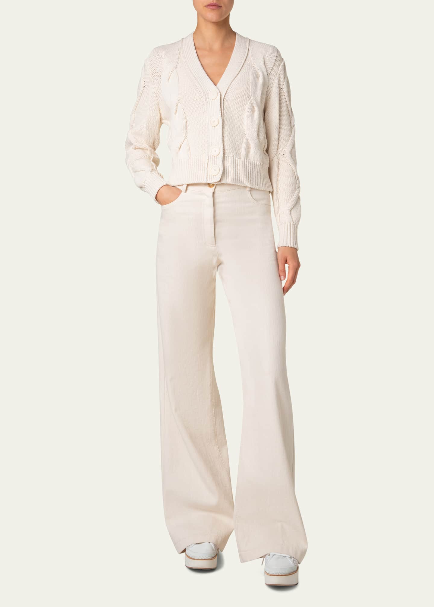 Akris punto V-Neck Cable Cardigan Image 2 of 5