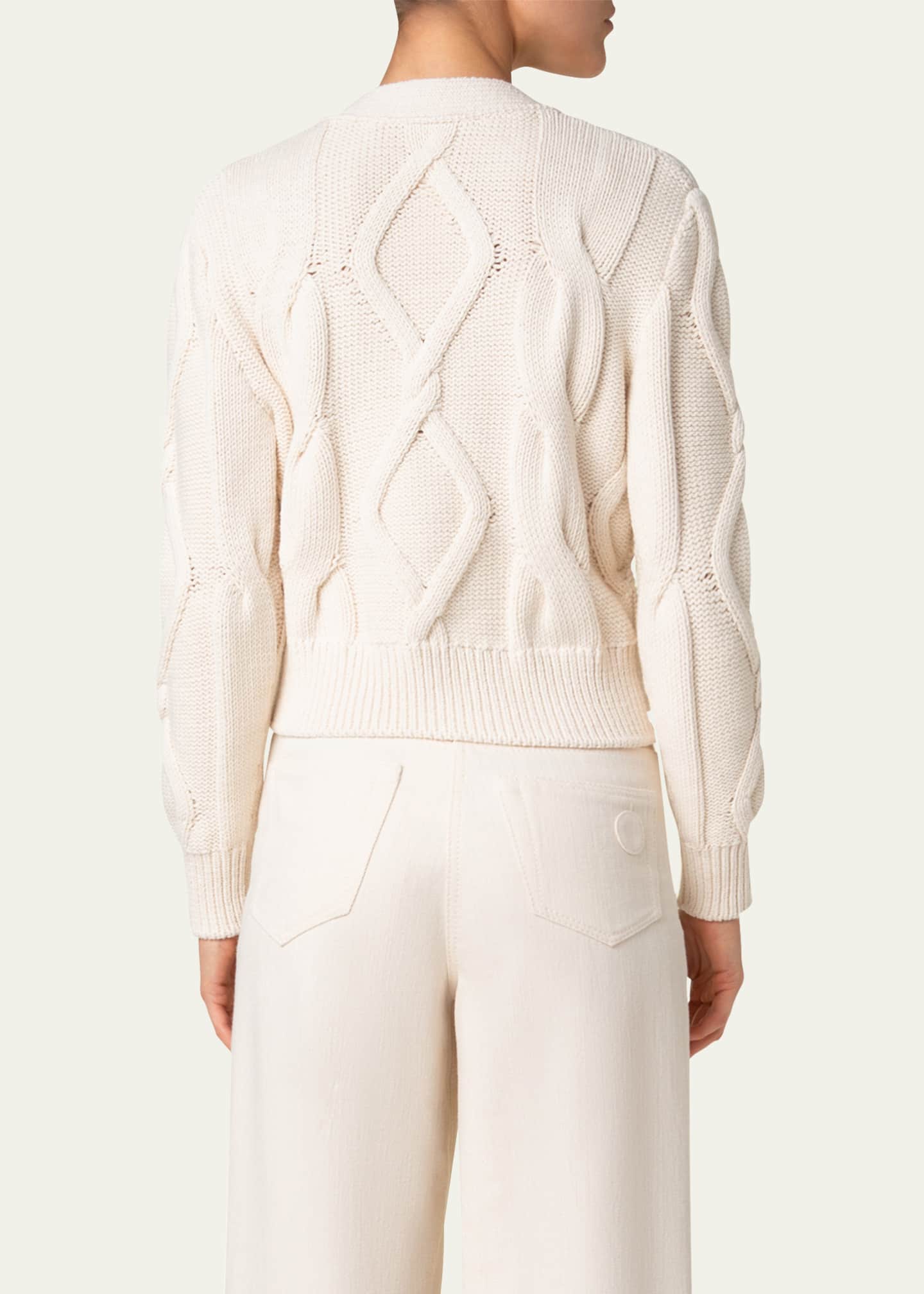 Akris punto V-Neck Cable Cardigan Image 3 of 5