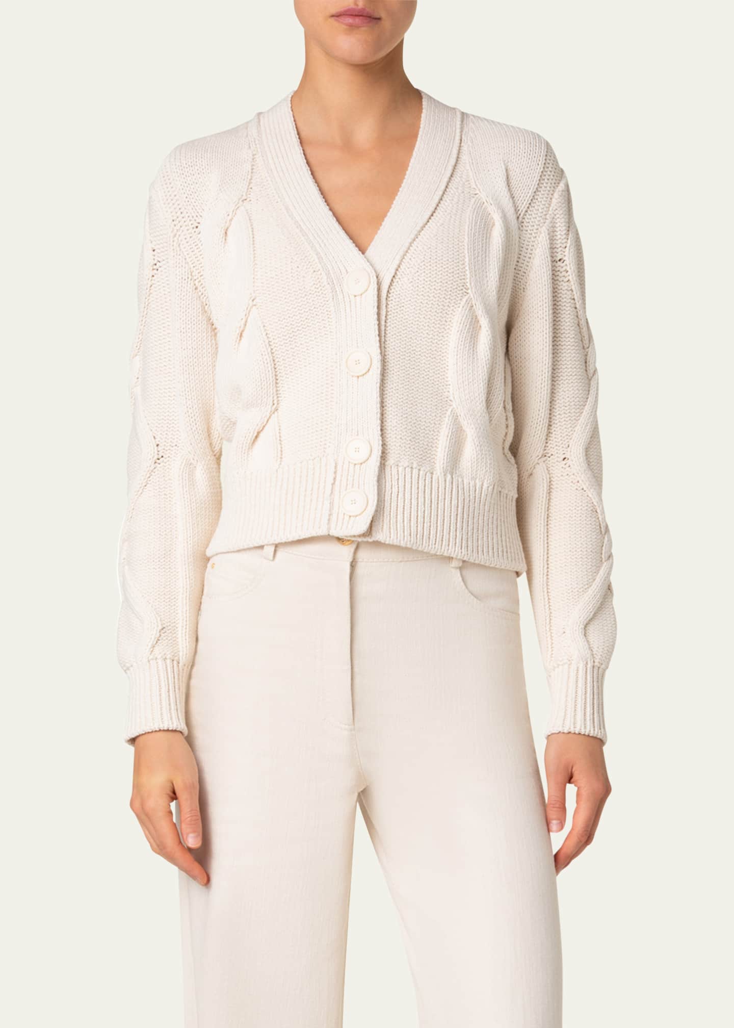 Akris punto V-Neck Cable Cardigan Image 5 of 5