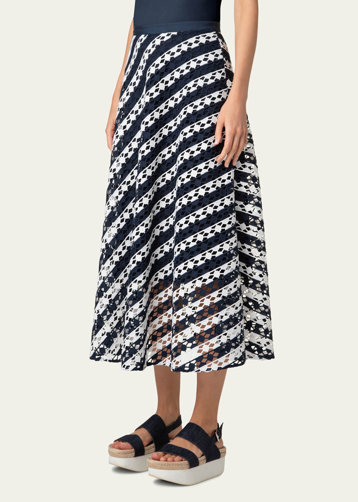 Akris punto Two-Tone Lace Midi Skirt Image 4 of 5