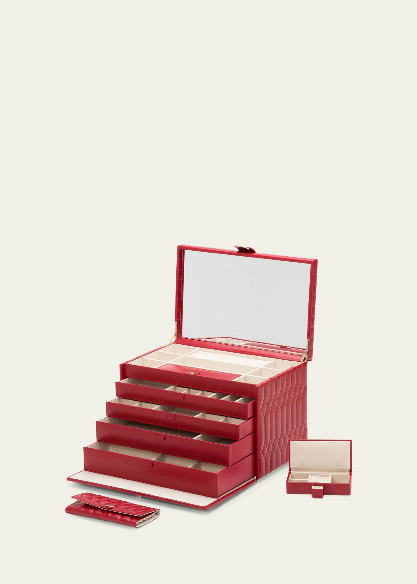 WOLF Caroline Red Extra Large Jewelry Case Image 3 of 5