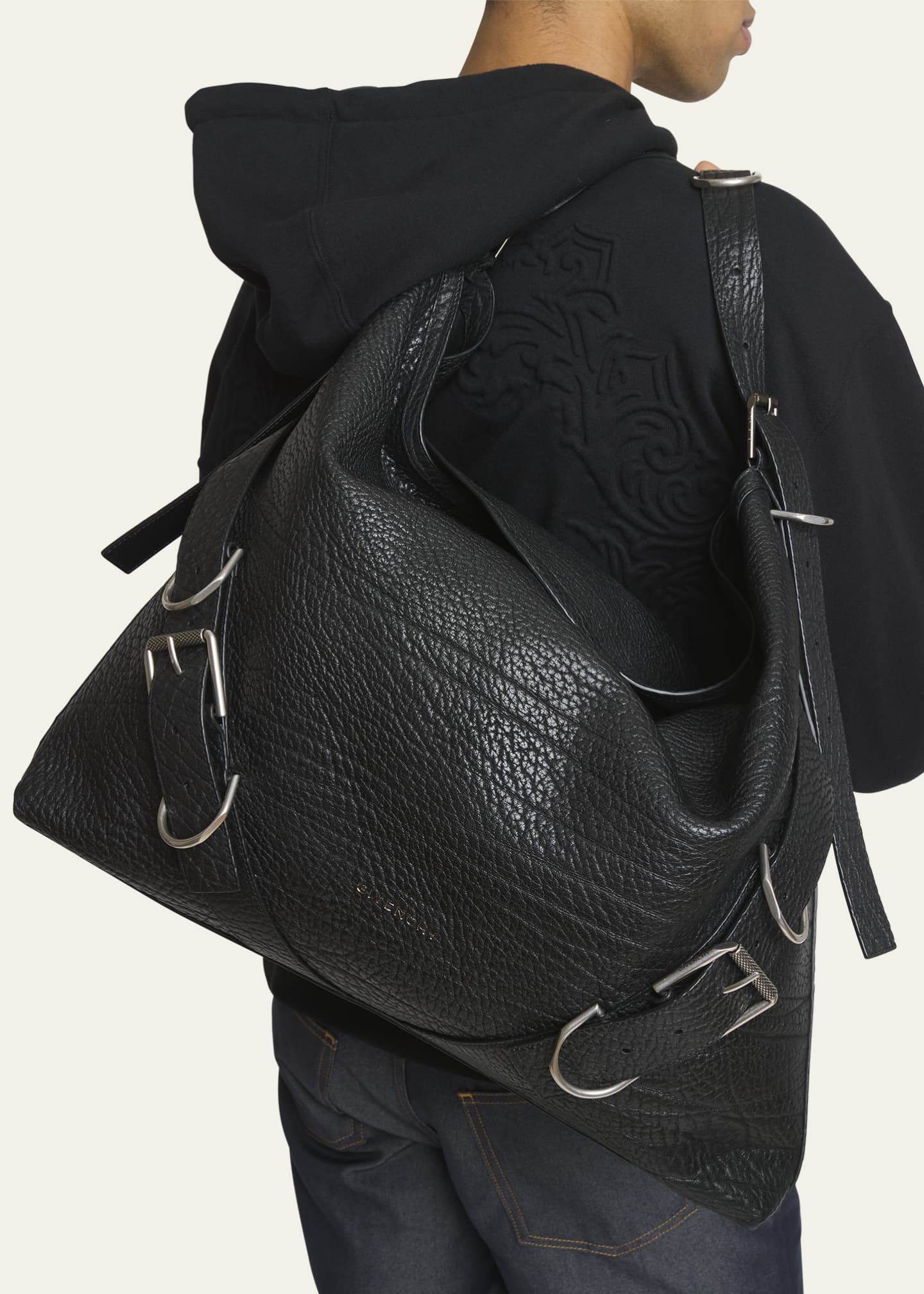 Givenchy Men's Voyou Large Bag in Embossed Leather Image 2 of 5