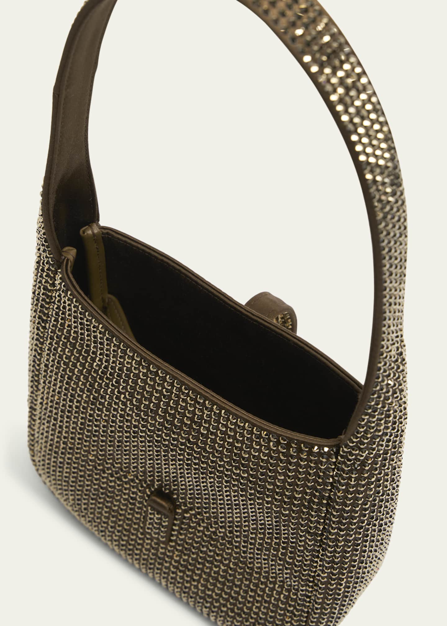 Saint Laurent Le 5 A 7 YSL Hobo Bag in Rhinestone Satin Image 4 of 6