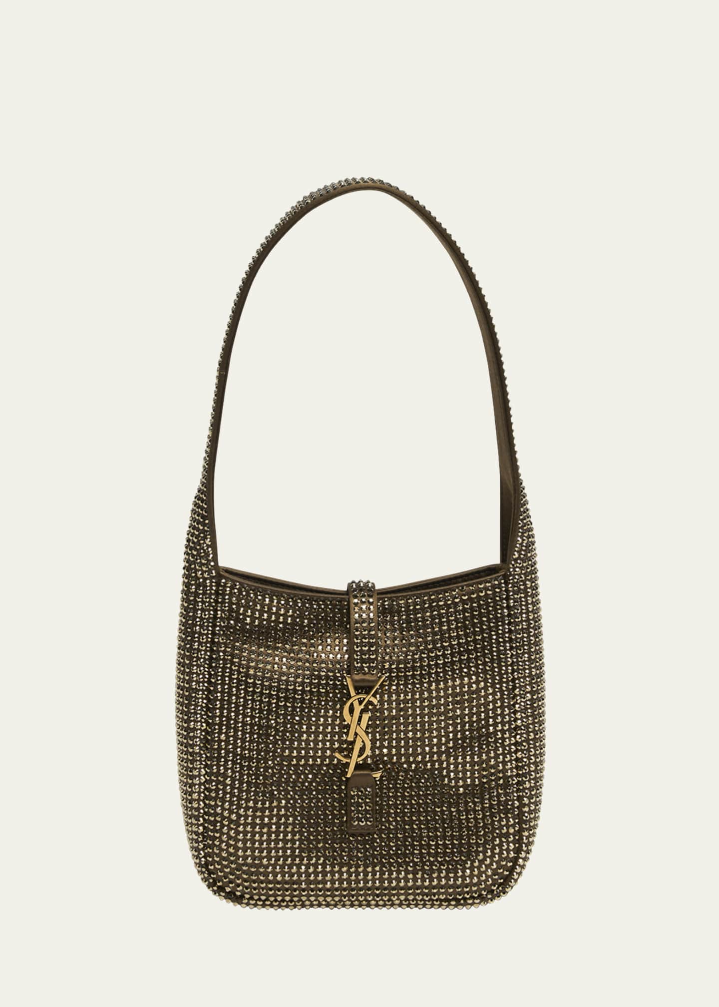 Saint Laurent Le 5 A 7 YSL Hobo Bag in Rhinestone Satin Image 1 of 6
