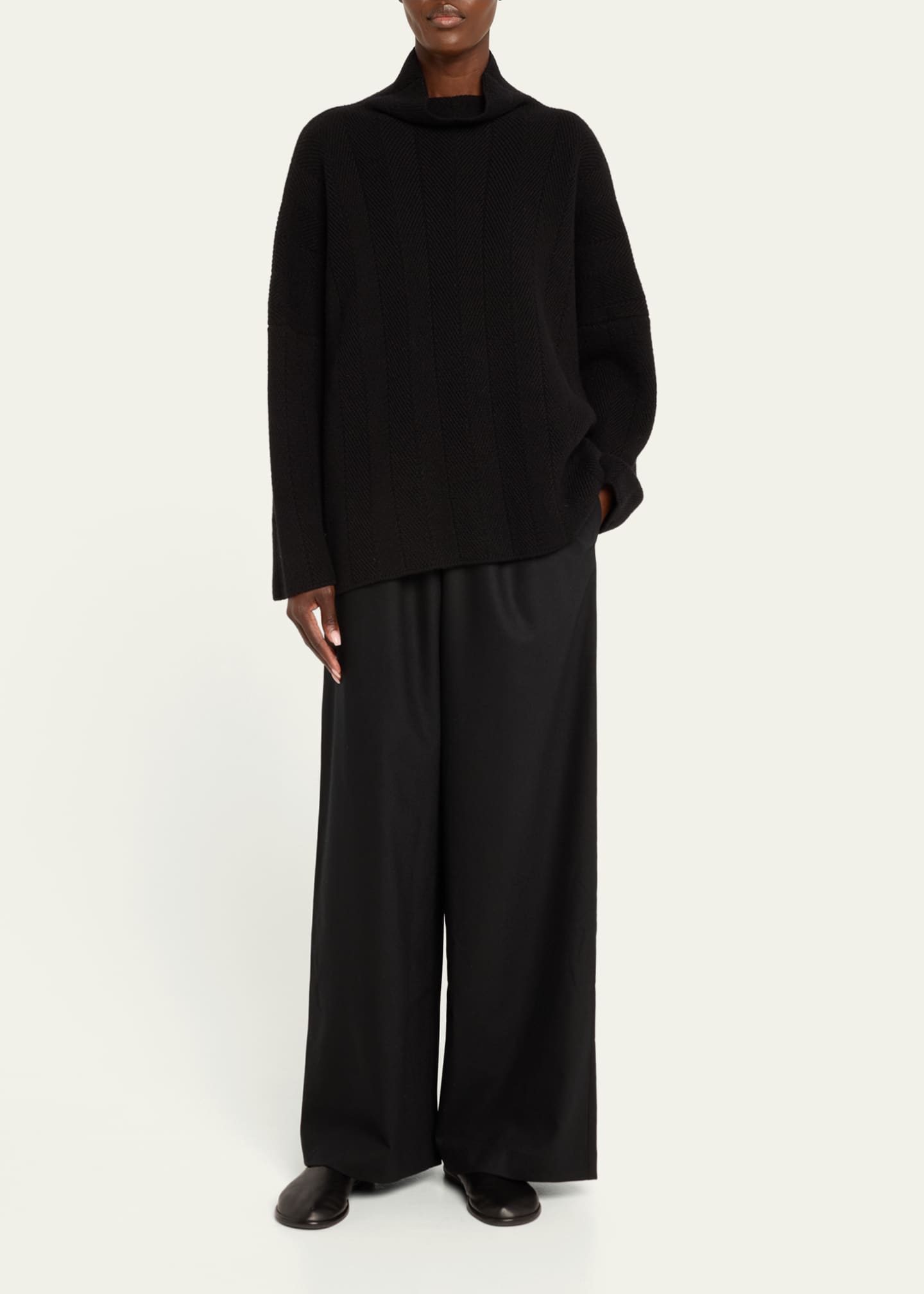 Eskandar Funnel Neck Cashmere Sweater Image 2 of 5