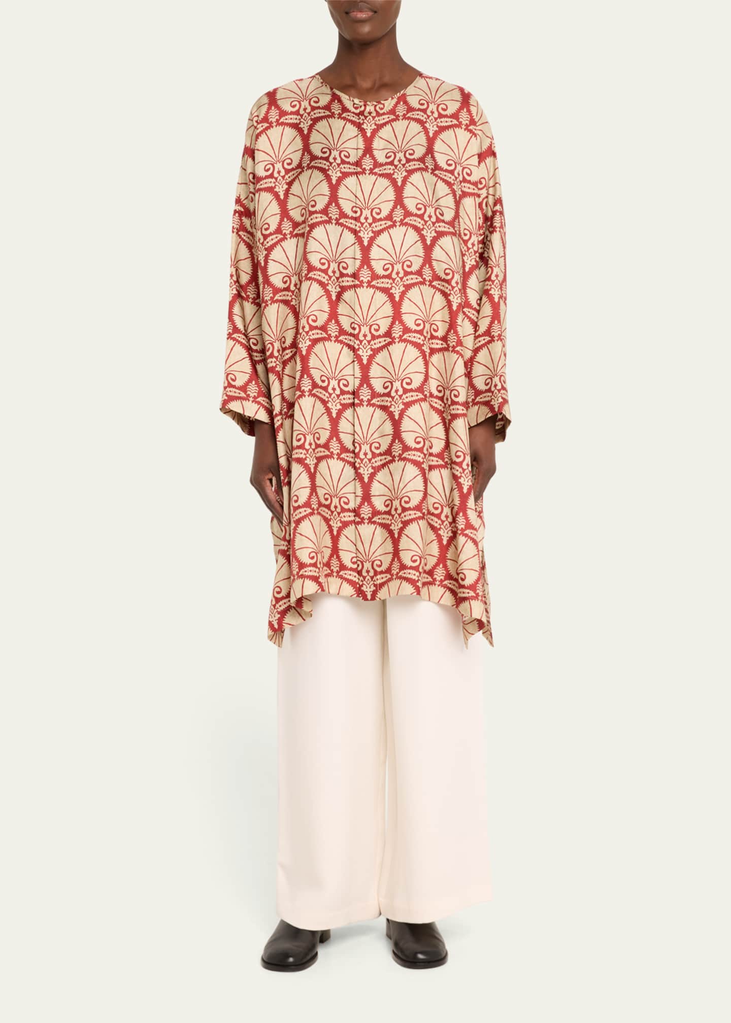 Eskandar Silk Button-Front Tunic with Side Slits Image 2 of 4