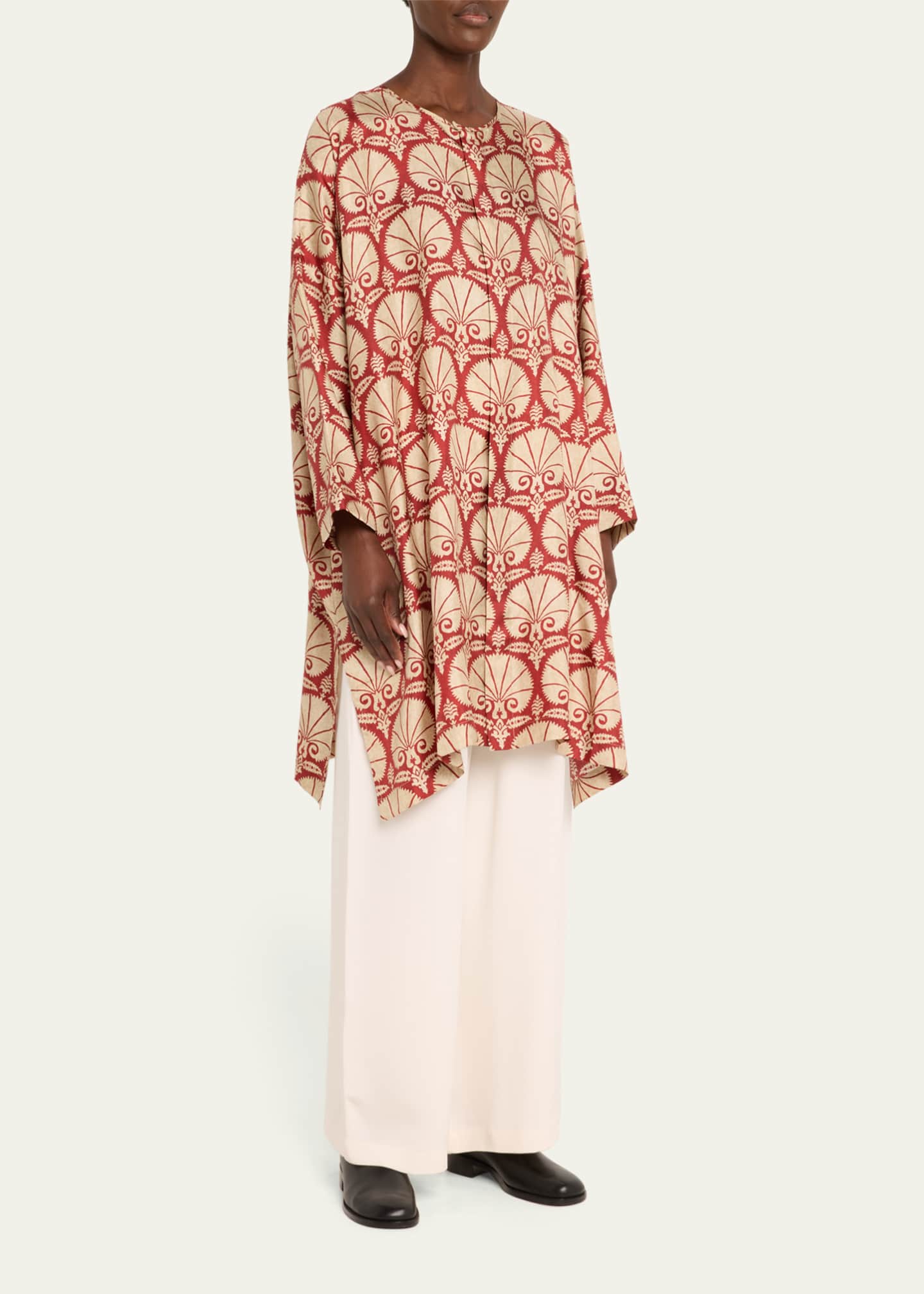 Eskandar Silk Button-Front Tunic with Side Slits Image 3 of 4