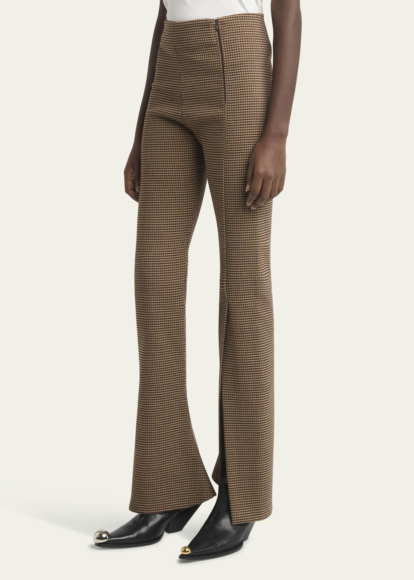 A.W.A.K.E. MODE Micro-Check Fitted Split Hem Pants Image 4 of 5