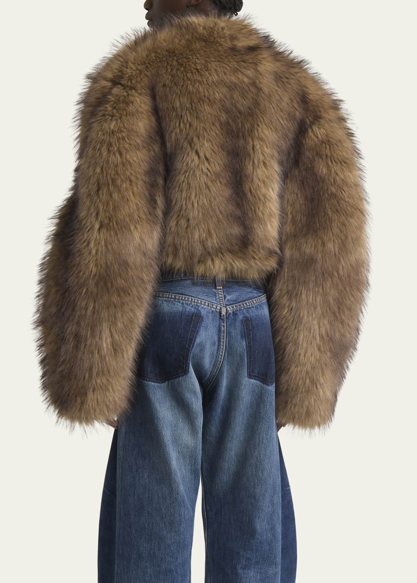A.W.A.K.E. MODE Cropped Faux Fur Jacket Image 3 of 5