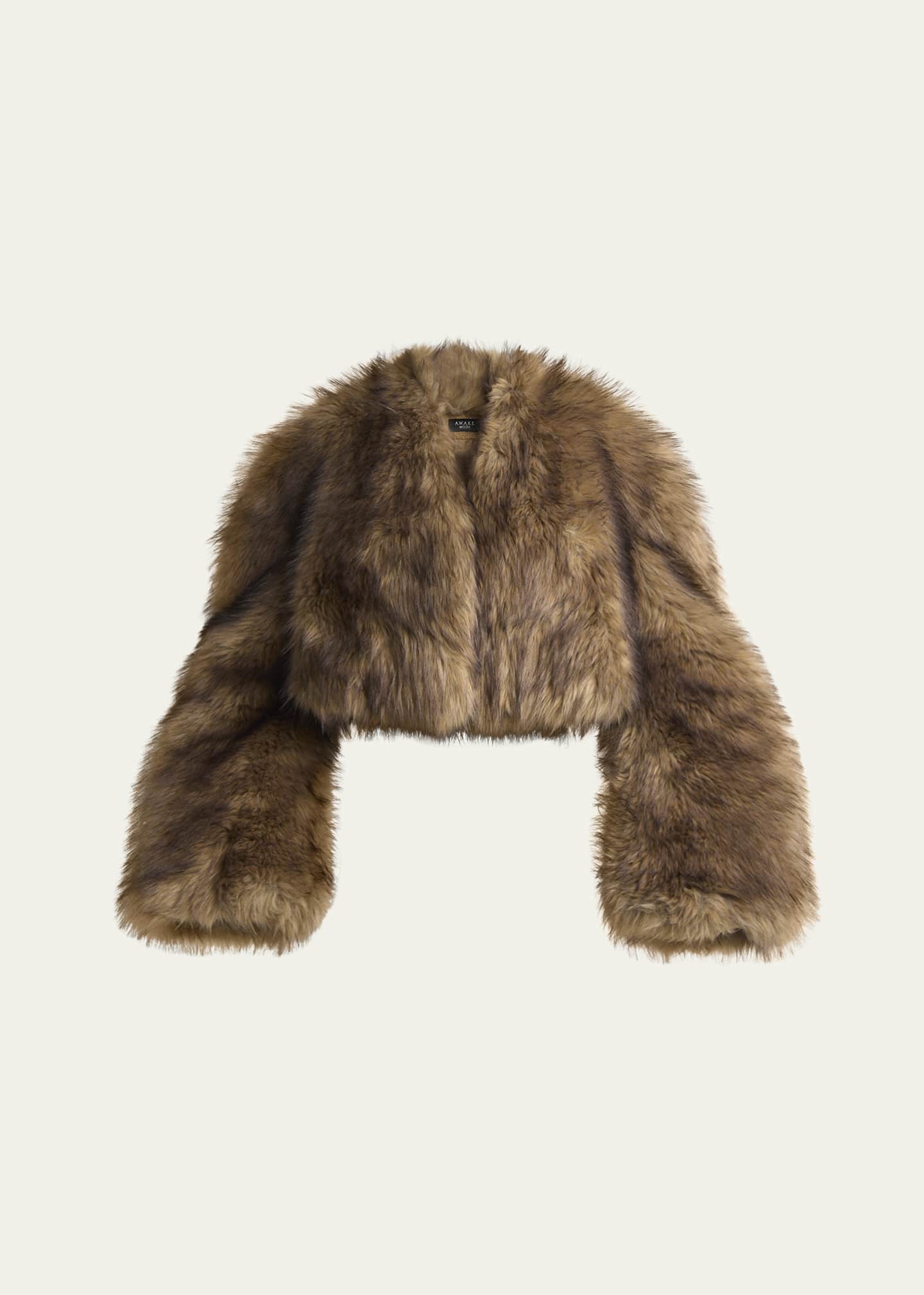 A.W.A.K.E. MODE Cropped Faux Fur Jacket Image 1 of 5