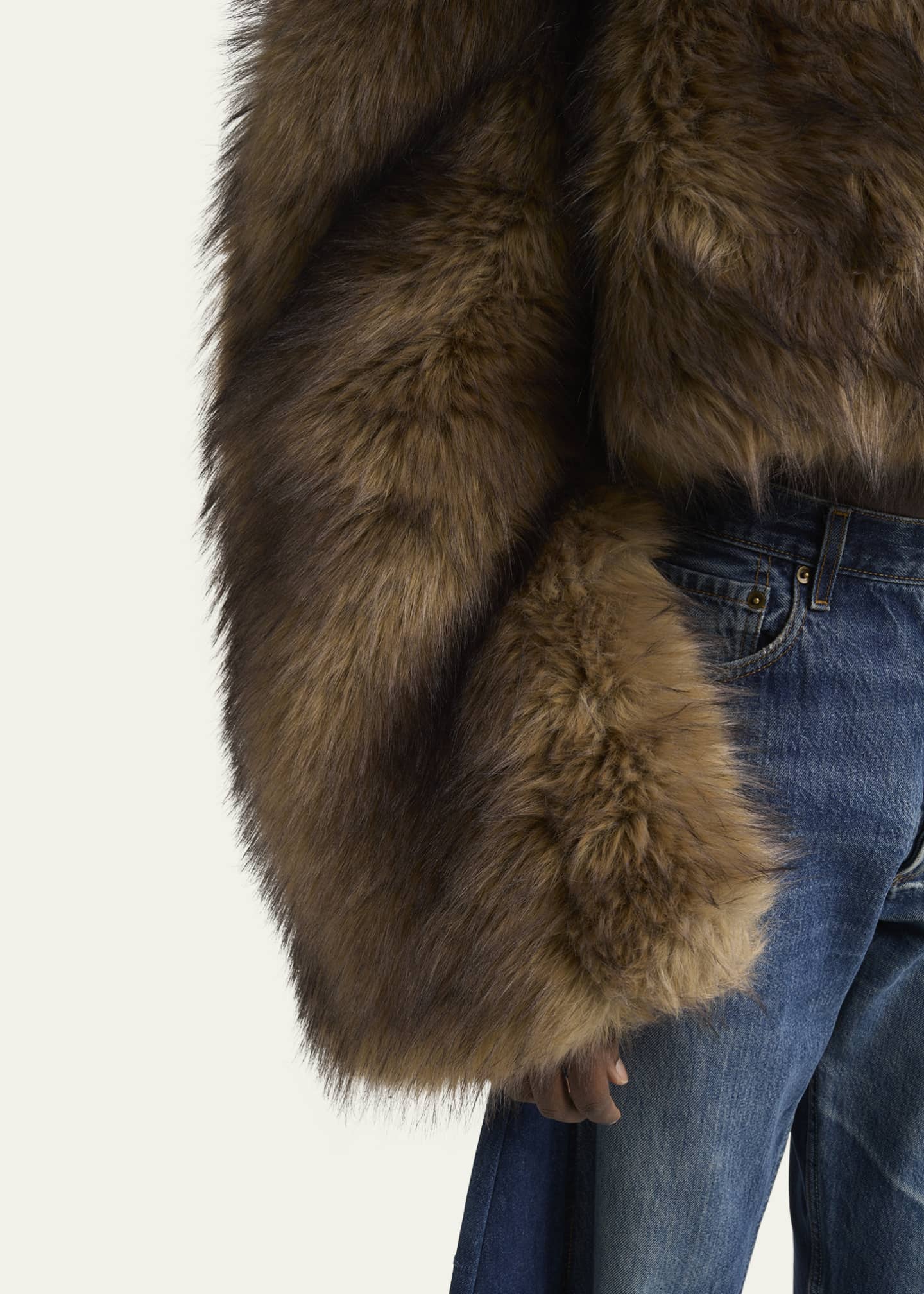 A.W.A.K.E. MODE Cropped Faux Fur Jacket Image 5 of 5