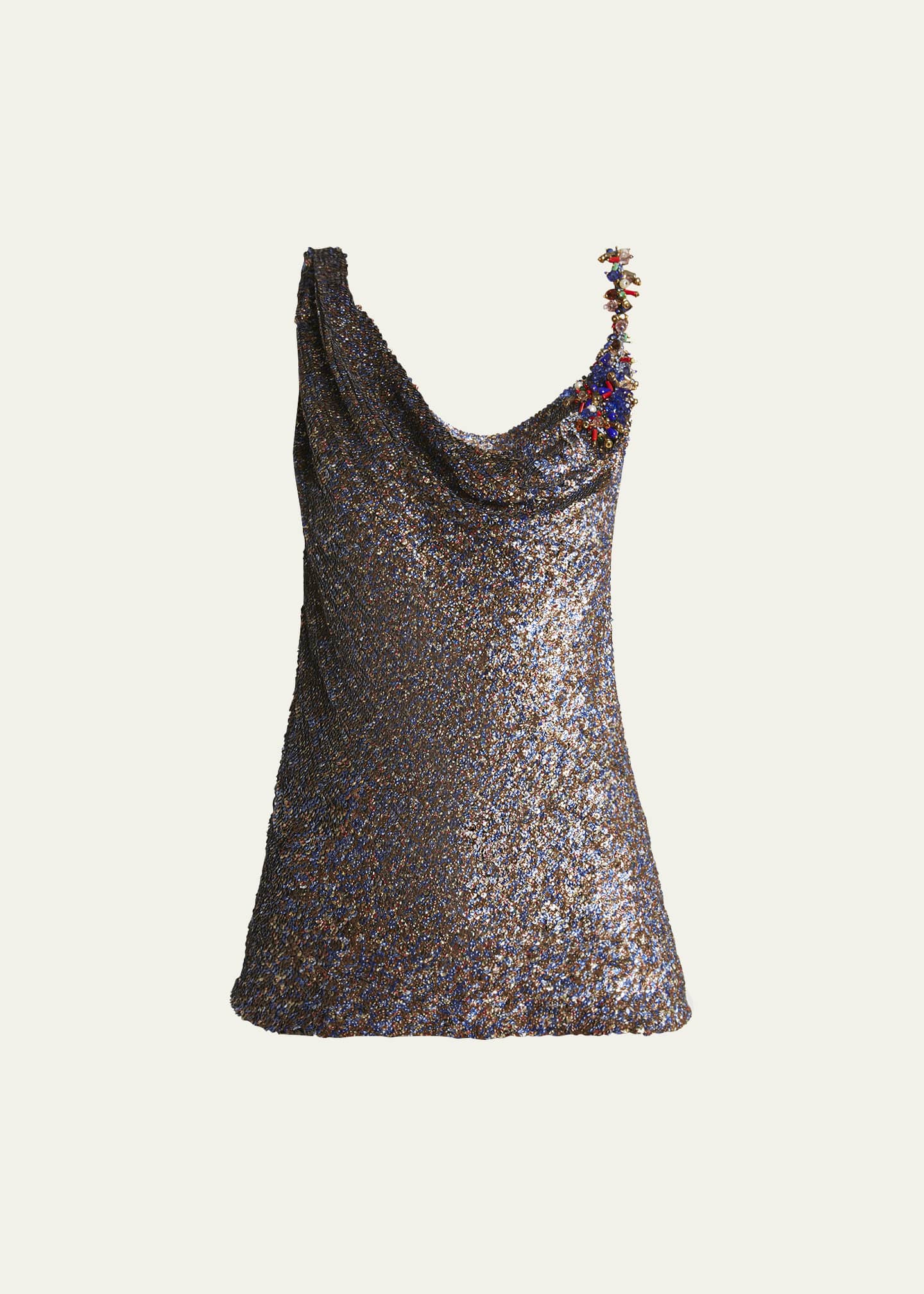 Dries Van Noten Ceyon Sequined Cowl-Neck Sleeveless Shirt Image 1 of 5