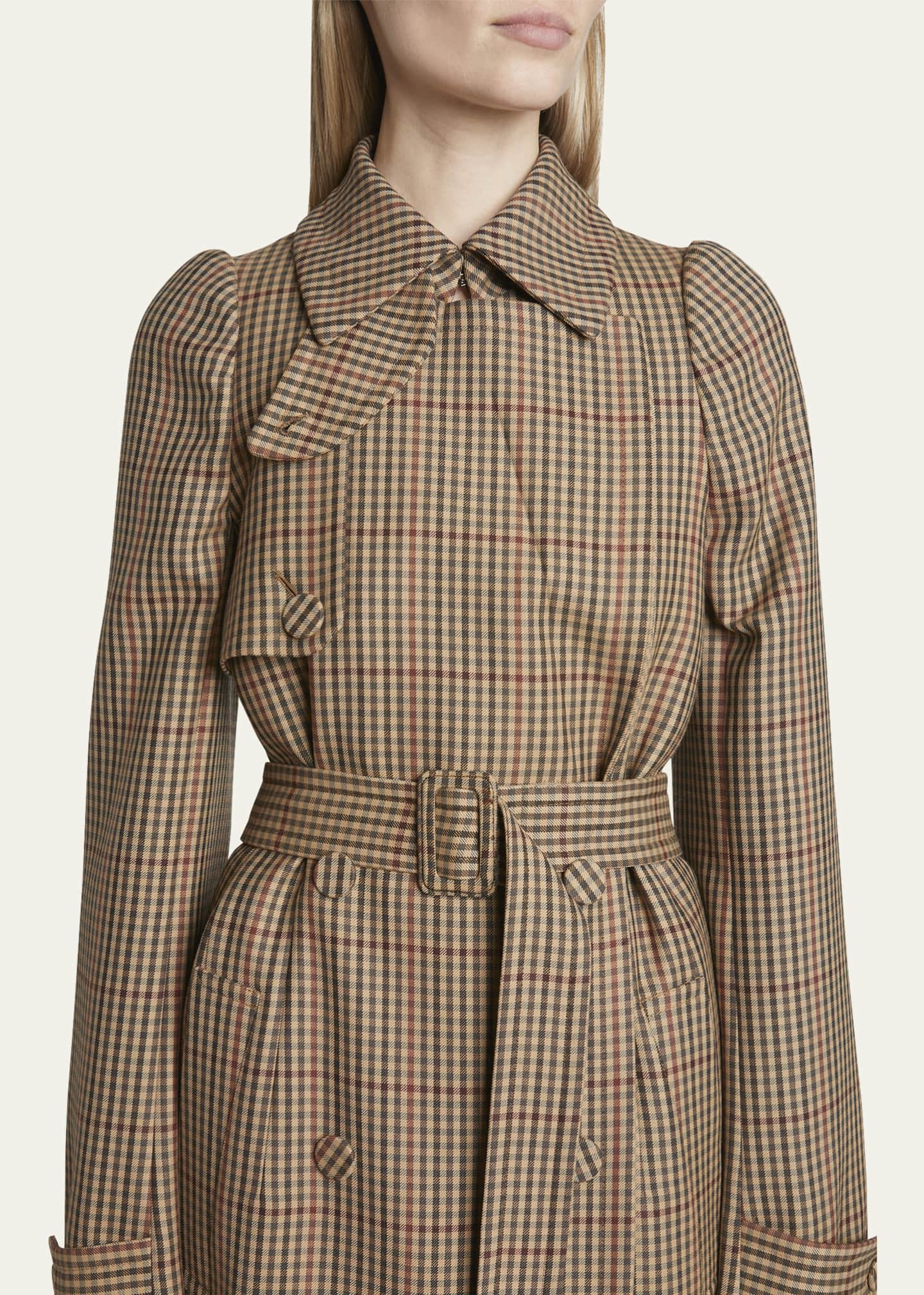 Dries Van Noten Remis Wool Check Belted Trench Coat